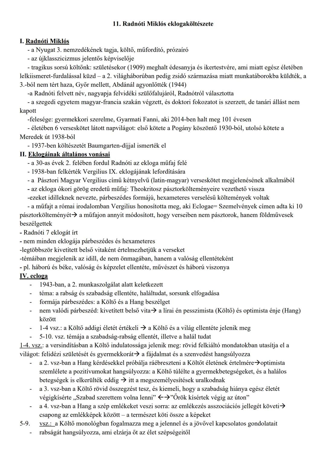 ## I. Radnóti Miklós
11. Radnóti Miklós eklogaköltészete
- a Nyugat 3. nemzedékének tagja, költő, műfordító, prózaíró
- az újklasszicizmus