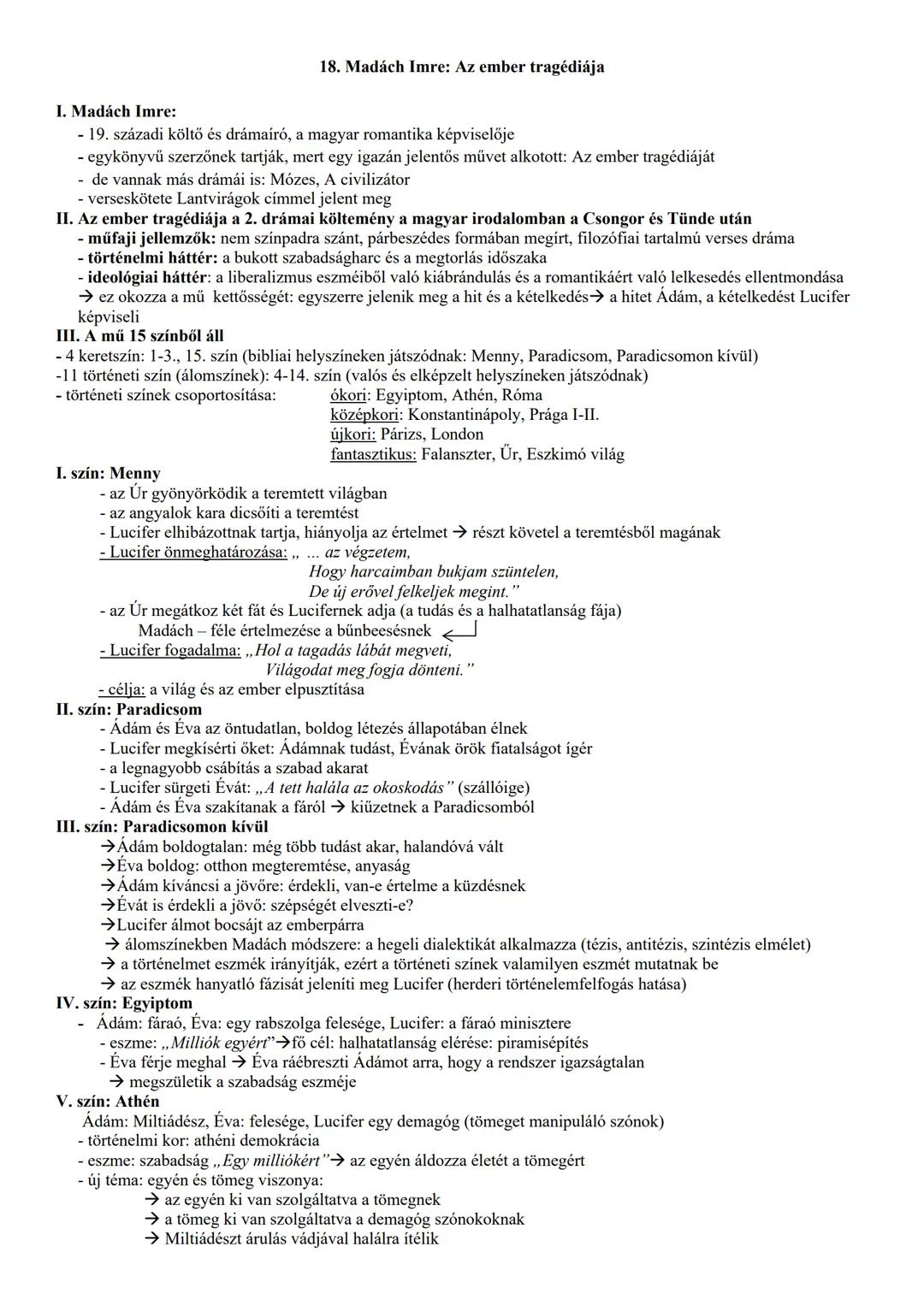 I. Madách Imre:
18. Madách Imre: Az ember tragédiája
- 19. századi költő és drámaíró, a magyar romantika képviselője
- egykönyvű szerzőnek t