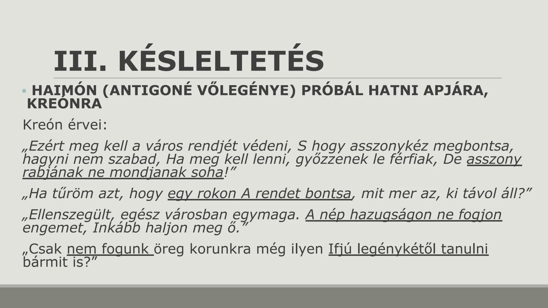 SZOPHOKLÉSZ:
ANTIGONÉ ## SZOPHOKLÉSZ ÉLETE
- KR. E. 496-406 KÖZÖTT ÉLT
- A LEGNAGYOBB TRAGÉDIAÍRÓ
- 120 DARABOT ÍRT
- 24 GYŐZELMET ÉRT EL
-