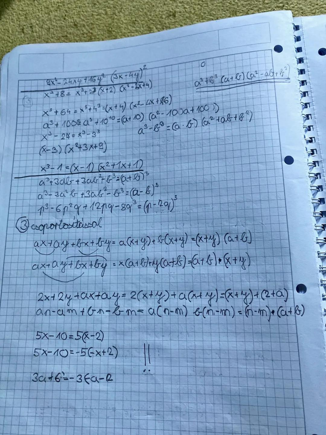 -kiemeléssel
Scorzatia alakitas
10x-15=5(2x-3)
(20a+16)=4(5ct 4)
3x2+9x = 3x(x+3)
5a²b+10 ab=5ab(a+2)
x²-x = x(x-1)
5x2+5x5x5x(x+1)
6x49x² =