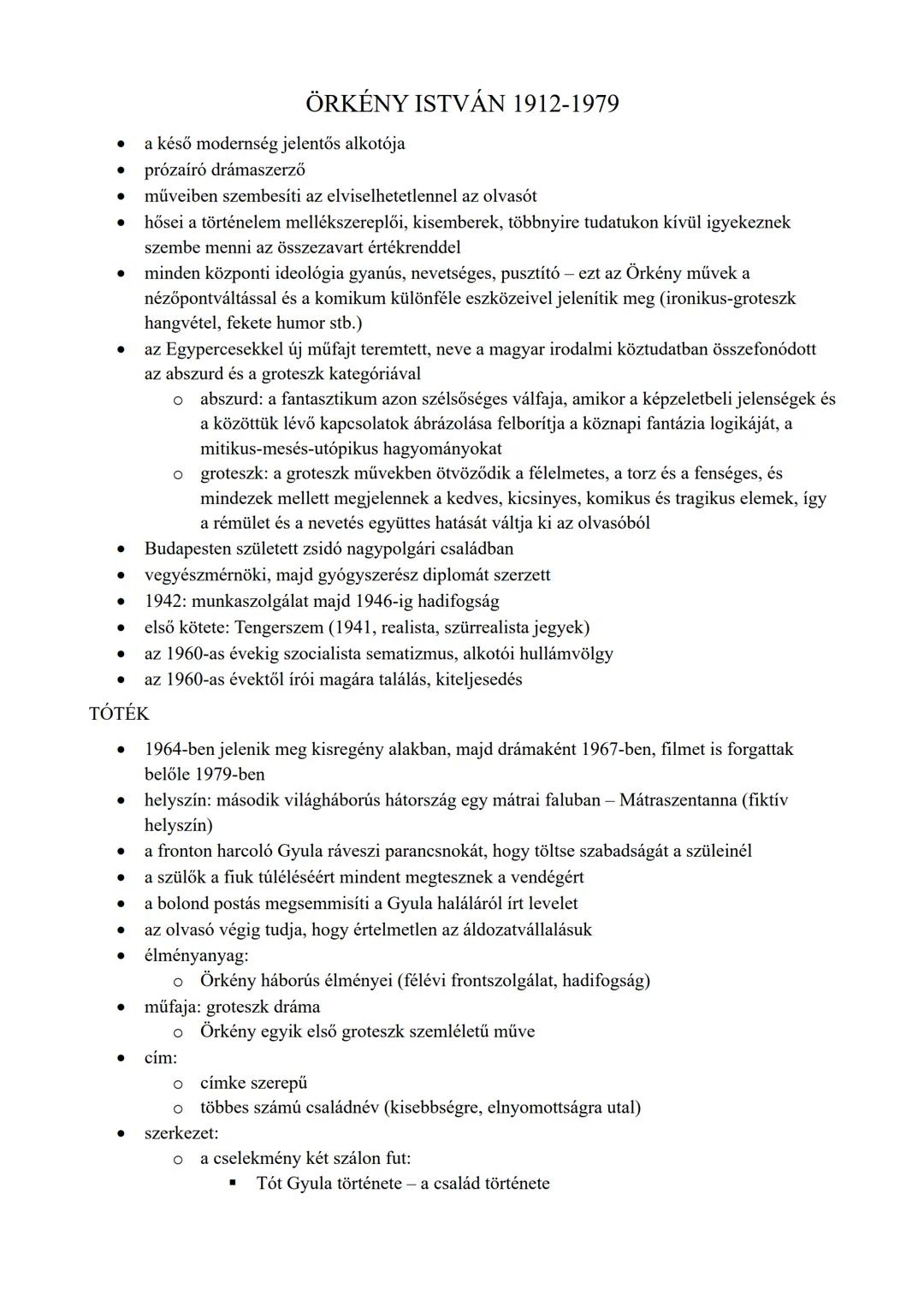 ## ÖRKÉNY ISTVÁN 1912-1979
* a késő modernség jelentős alkotója
* prózaíró drámaszerző
* műveiben szembesíti az elviselhetetlennel az olvas
