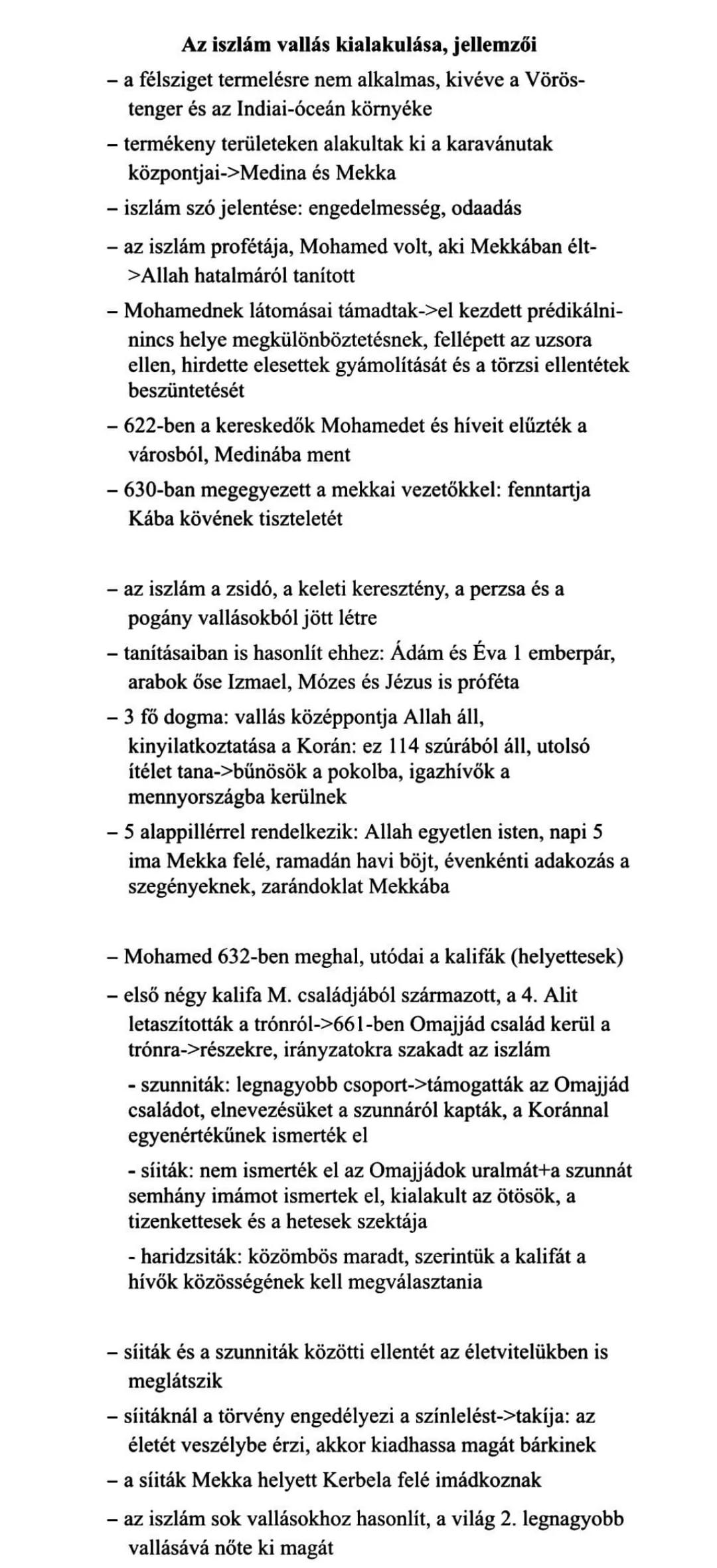 Az iszlám vallás kialakulása, jellemzői
- a félsziget termelésre nem alkalmas, kivéve a Vörös-
tenget és az Indiai-óceán környéke
- terméken