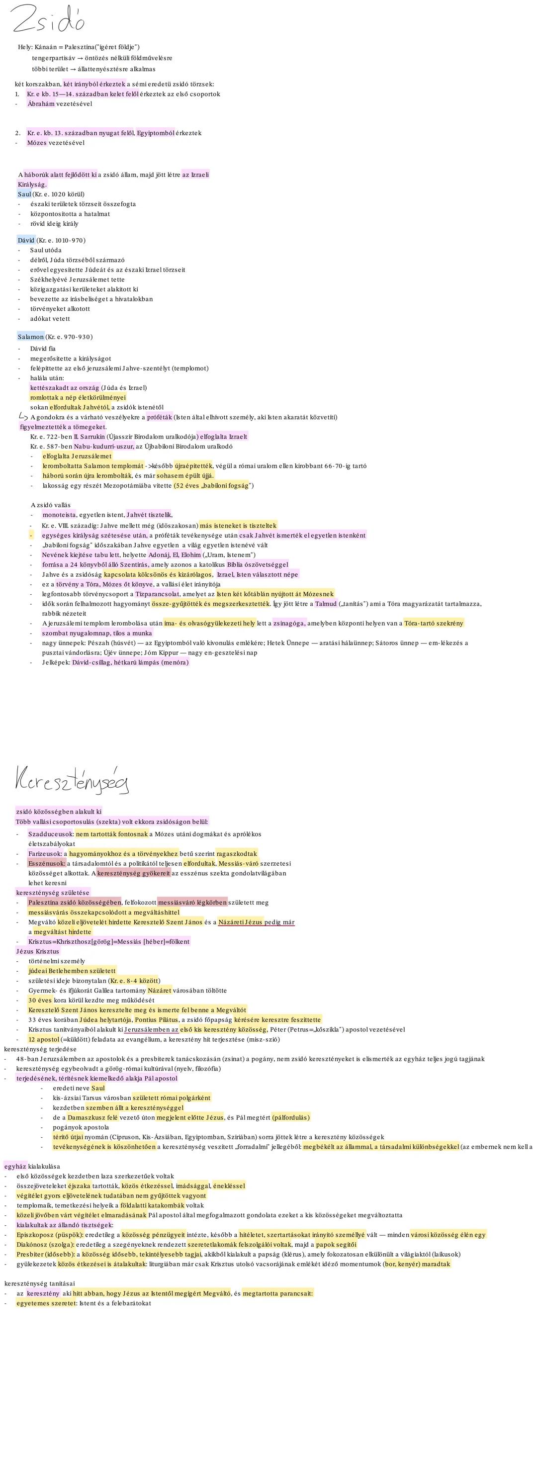 # Zsidó
hely: Kánaán = Palesztina ("ígéret földje")
Istenpatriotizmus -> önvédő hitük kibontakozása
szövetségkötés -> államegyesítő alkal