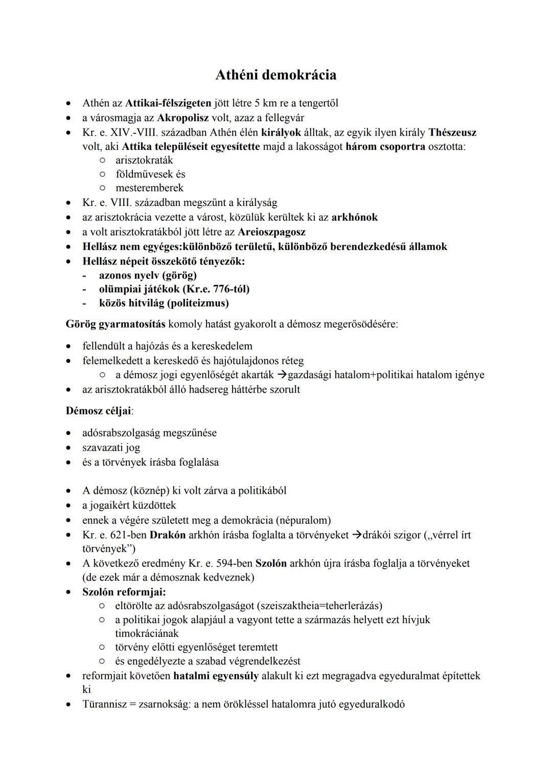 ## Athéni demokrácia
* Athén az Attikai-félszigeten jött létre 5 km re a tengertől
* a városmagja az Akropolisz volt, azaz a fellegvár
* Kr