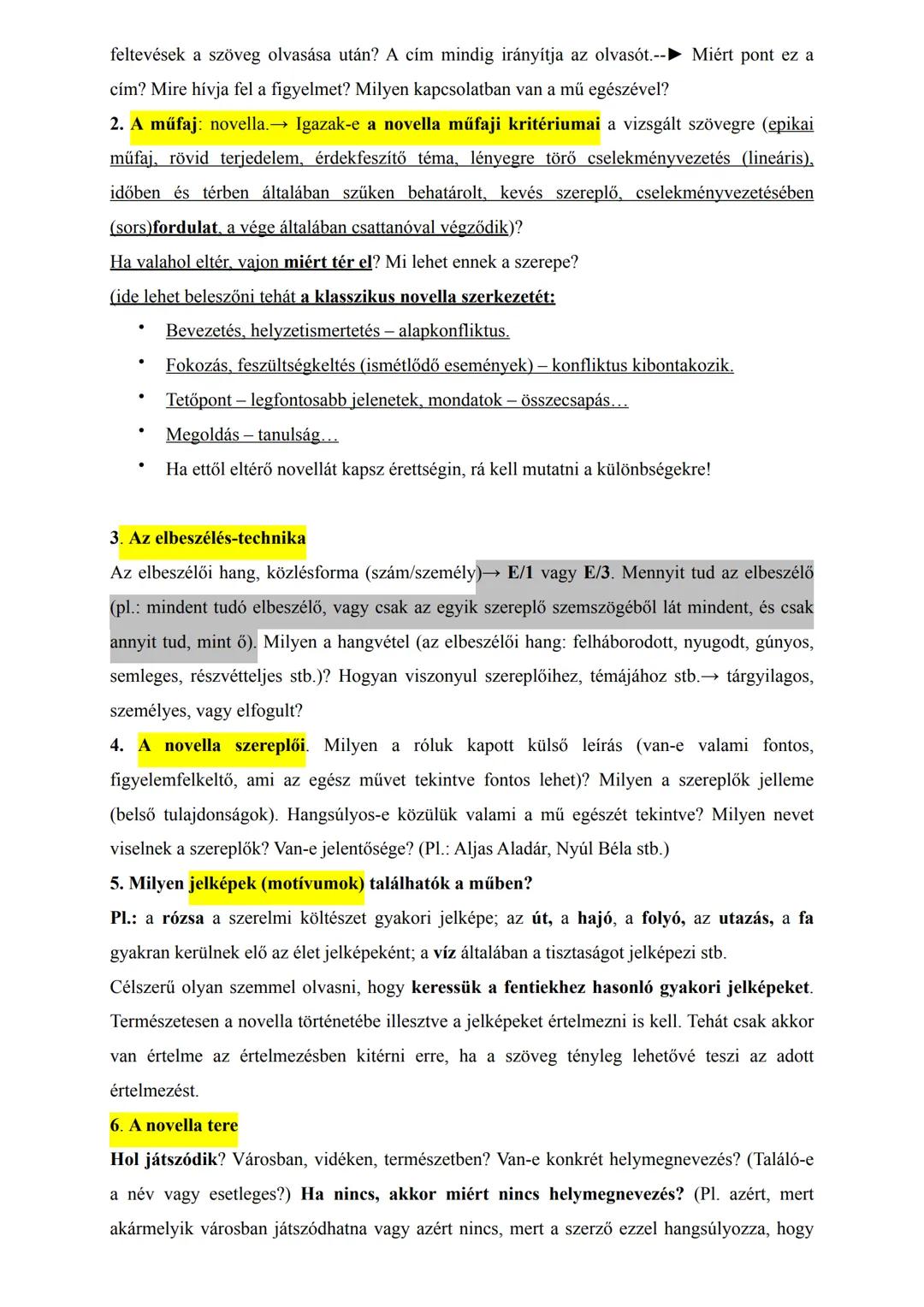 ## Novellaelemzés lépései
### I. A bevezetés
Nagyon fontos: pontosan mit vár tőlünk a feladat (milyen címet adtak meg)? Olvasás közben
már
