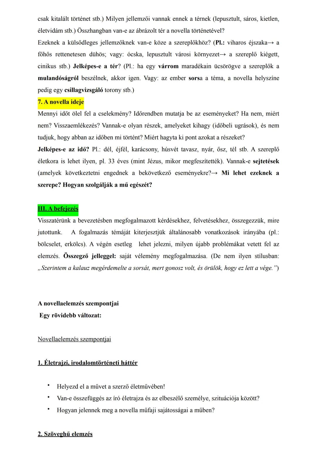 ## Novellaelemzés lépései
### I. A bevezetés
Nagyon fontos: pontosan mit vár tőlünk a feladat (milyen címet adtak meg)? Olvasás közben
már