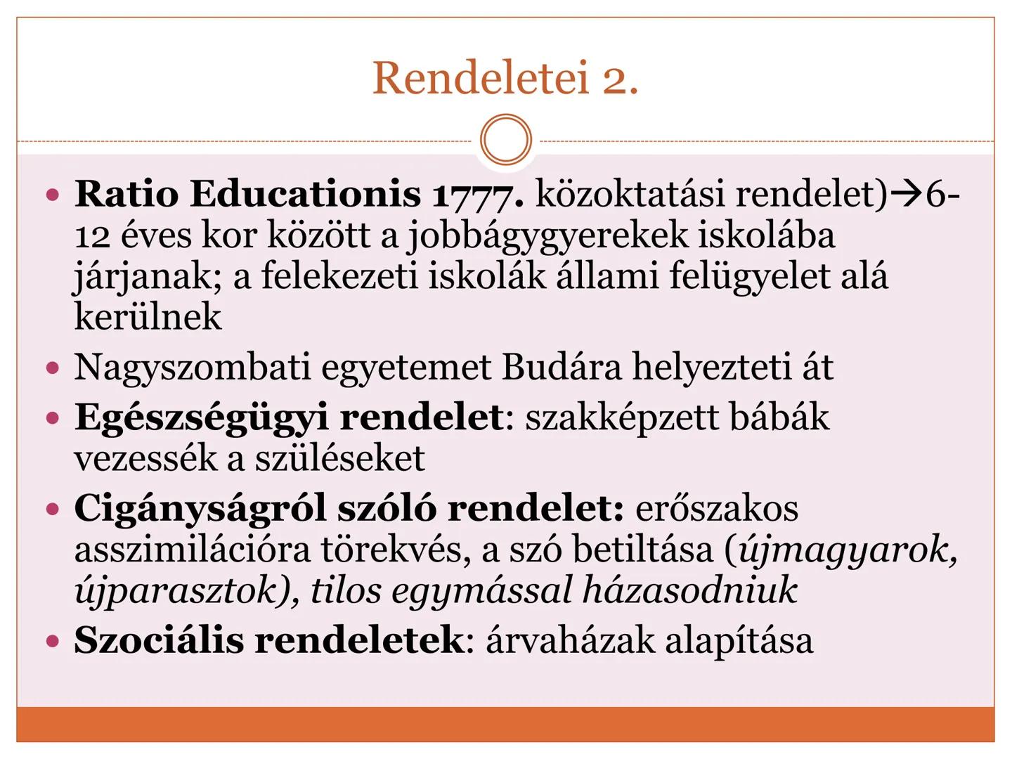 # Mária Terézia felvilágosult abszolutizmusa
1740-1780 Hatalomra jutása
• 1722/23-as országgyűlés
elfogadja a Pragmatica
Sanctio-t (biztosí