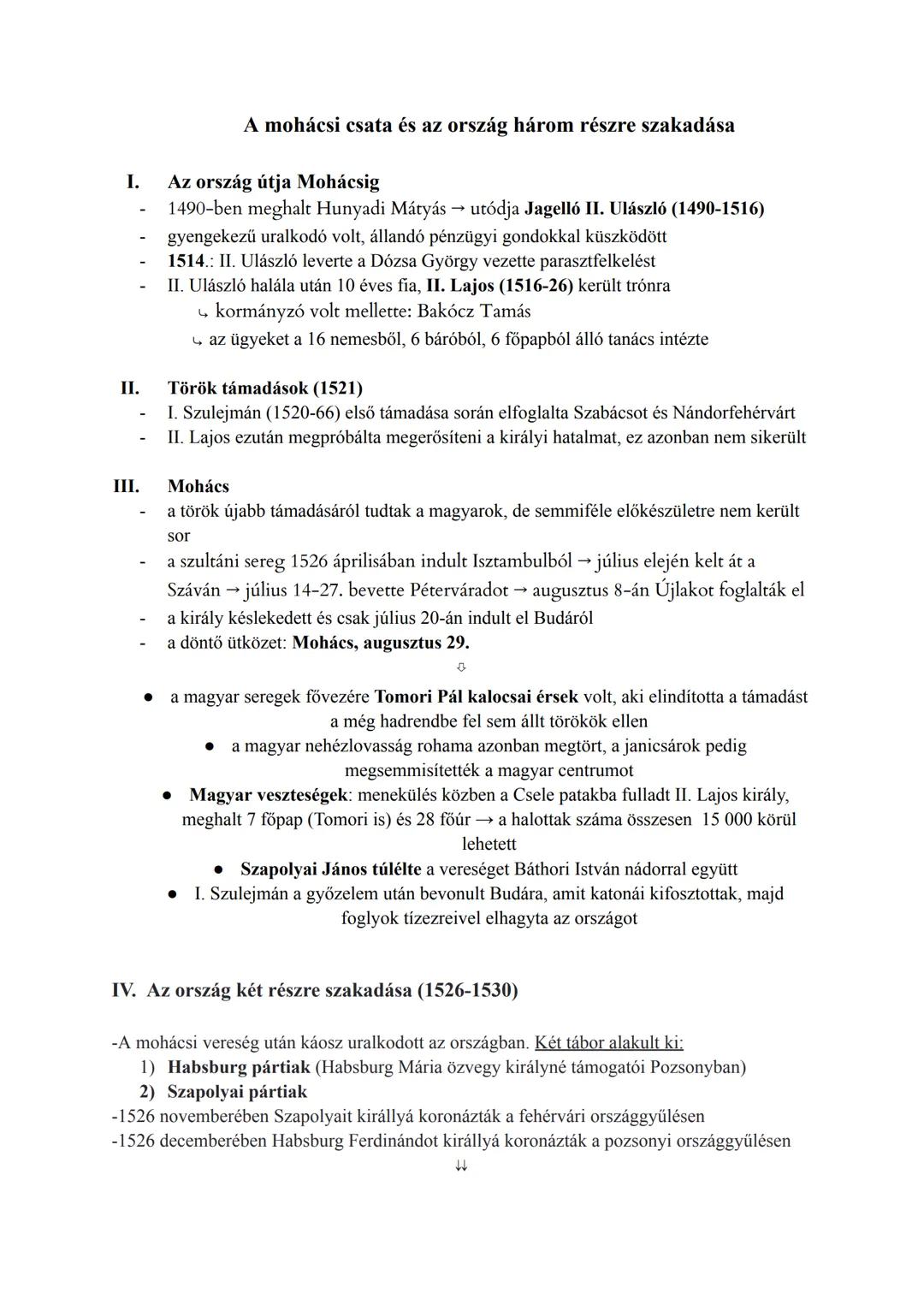 ## A mohácsi csata és az ország három részre szakadása
**I. Az ország útja Mohácsig**
- 1490-ben meghalt Hunyadi Mátyás → utódja Jagelló II