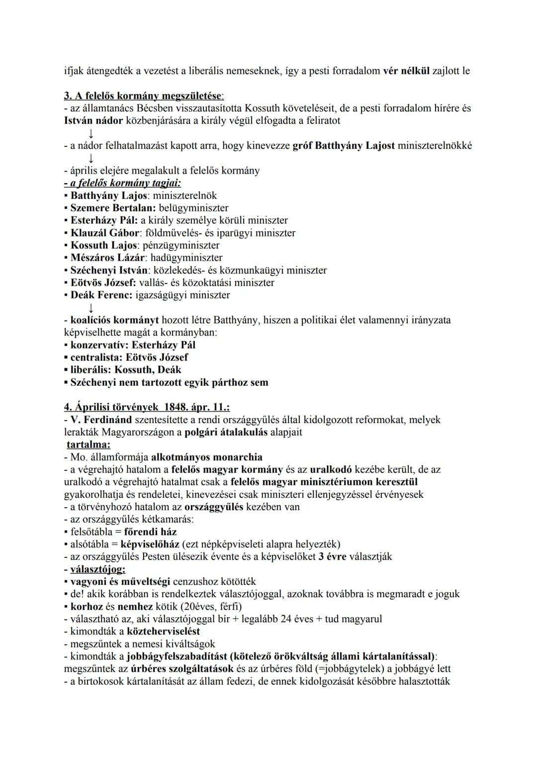 A pesti forradalom eseményei, az áprilisi törvények
1. Az utolsó rendi országgyűlés 1847/48:
- Kossuthot országgyűlési követnek választották