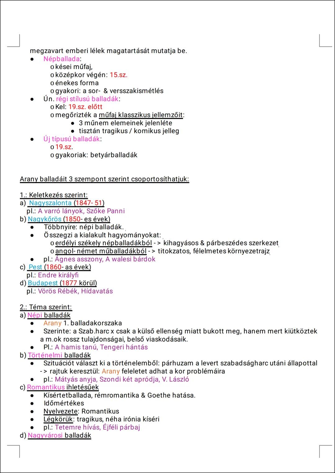 Dátum
Helyszín
Név
Foglalkozás
Műcímek
Fogalmak
Arany rövid életrajza:
Arany János balladaköltészete
* 1817.márc.2, Nagyszalonta
* Apja: föl
