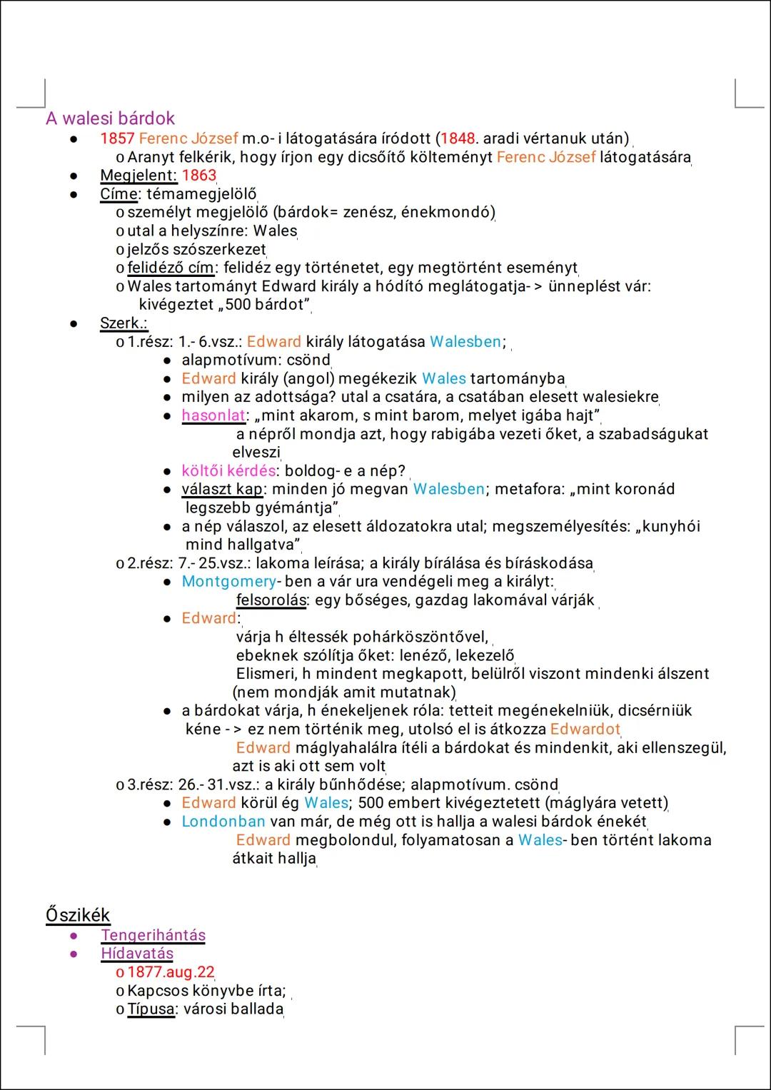 Dátum
Helyszín
Név
Foglalkozás
Műcímek
Fogalmak
Arany rövid életrajza:
Arany János balladaköltészete
* 1817.márc.2, Nagyszalonta
* Apja: föl