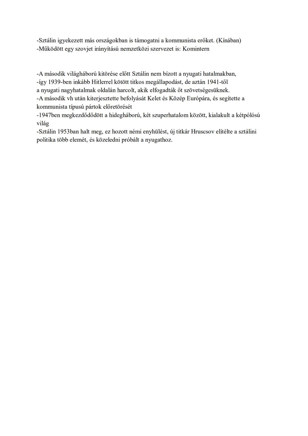 15. A kommunista ideológia és sztálini diktatúra a Szovjetunióban
0. Előzmények:
-Oroszoroszágban a bolsevikok(kommunisták) az első világháb