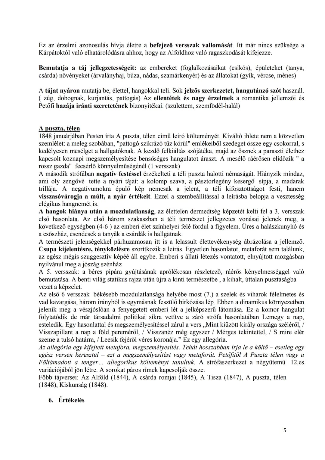 ## Érettségi témakörök: irodalom
(középszint).
**Témakör:** Művek a magyar irodalomból I. Kötelező szerzők
* Petőfi Sándor tájköltészete
*