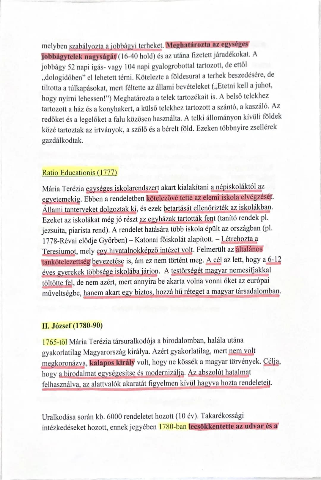 Mária Terézia és II. József reformjai
A szatmári béke után a Habsburg Birodalom helyzete ingatag volt. Elvesztették
a spanyol trónt (örökösö
