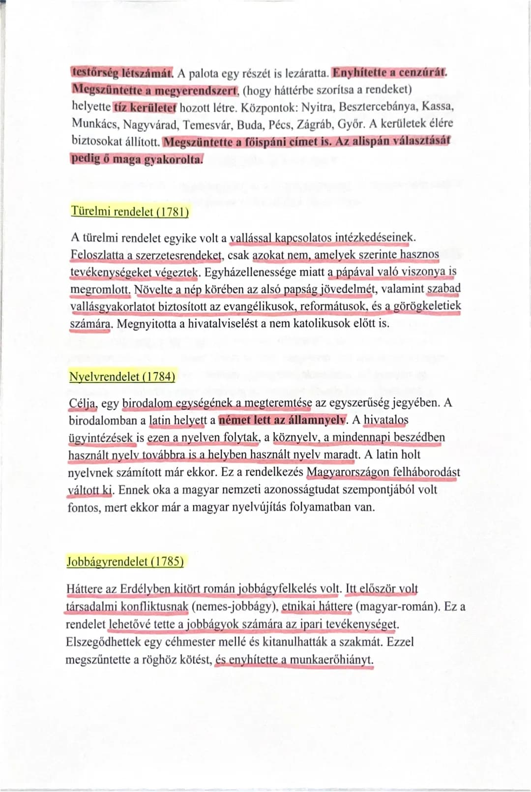 Mária Terézia és II. József reformjai
A szatmári béke után a Habsburg Birodalom helyzete ingatag volt. Elvesztették
a spanyol trónt (örökösö