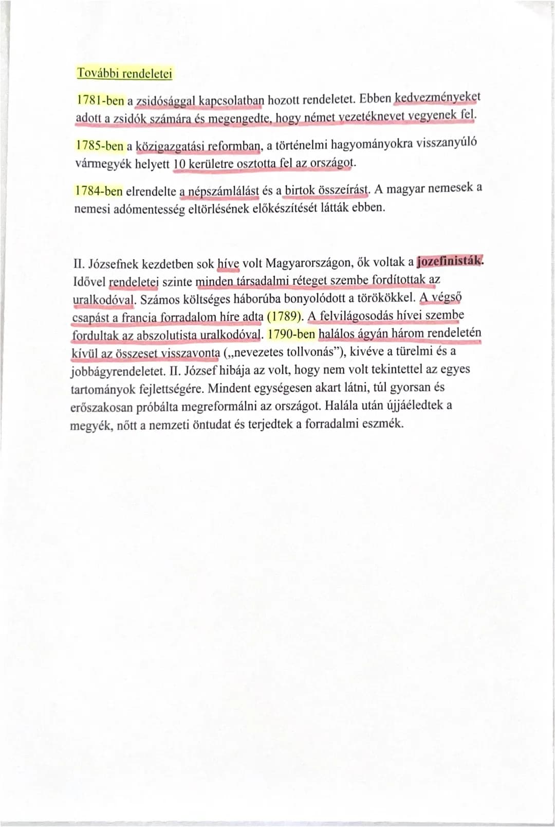 Mária Terézia és II. József reformjai
A szatmári béke után a Habsburg Birodalom helyzete ingatag volt. Elvesztették
a spanyol trónt (örökösö