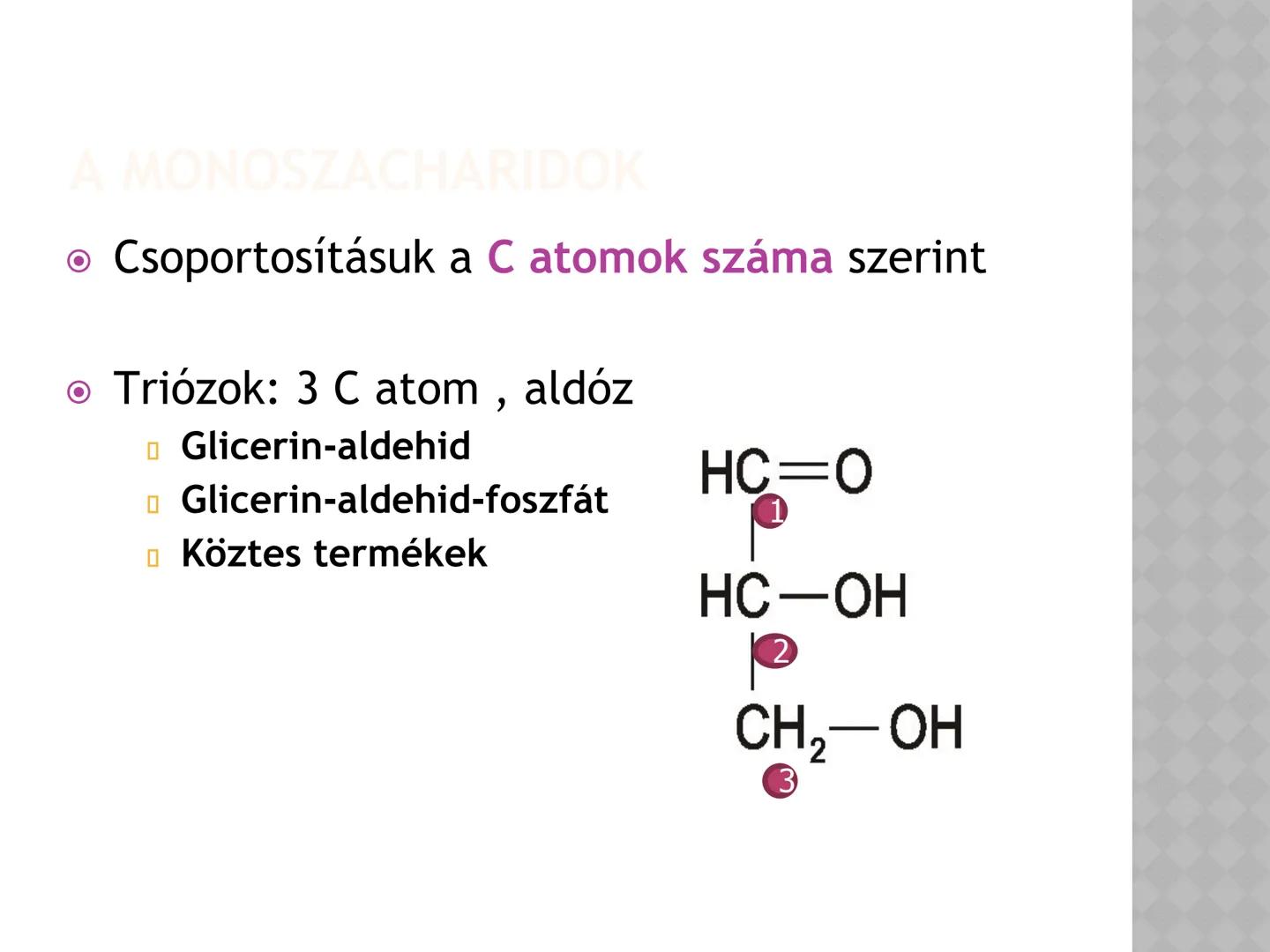 SZÉNIDRÁTOK MEGHATÁROZÁS
• A szénhidrátok (szacharidok. cukrok)
C, H, O tartalmazó szerves vegyületek,
áltálanos képletük C(H₂O)n
• A növény