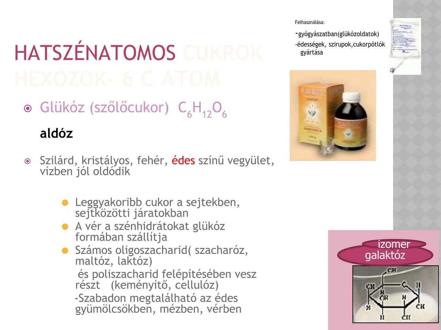 SZÉNIDRÁTOK MEGHATÁROZÁS
• A szénhidrátok (szacharidok. cukrok)
C, H, O tartalmazó szerves vegyületek,
áltálanos képletük C(H₂O)n
• A növény