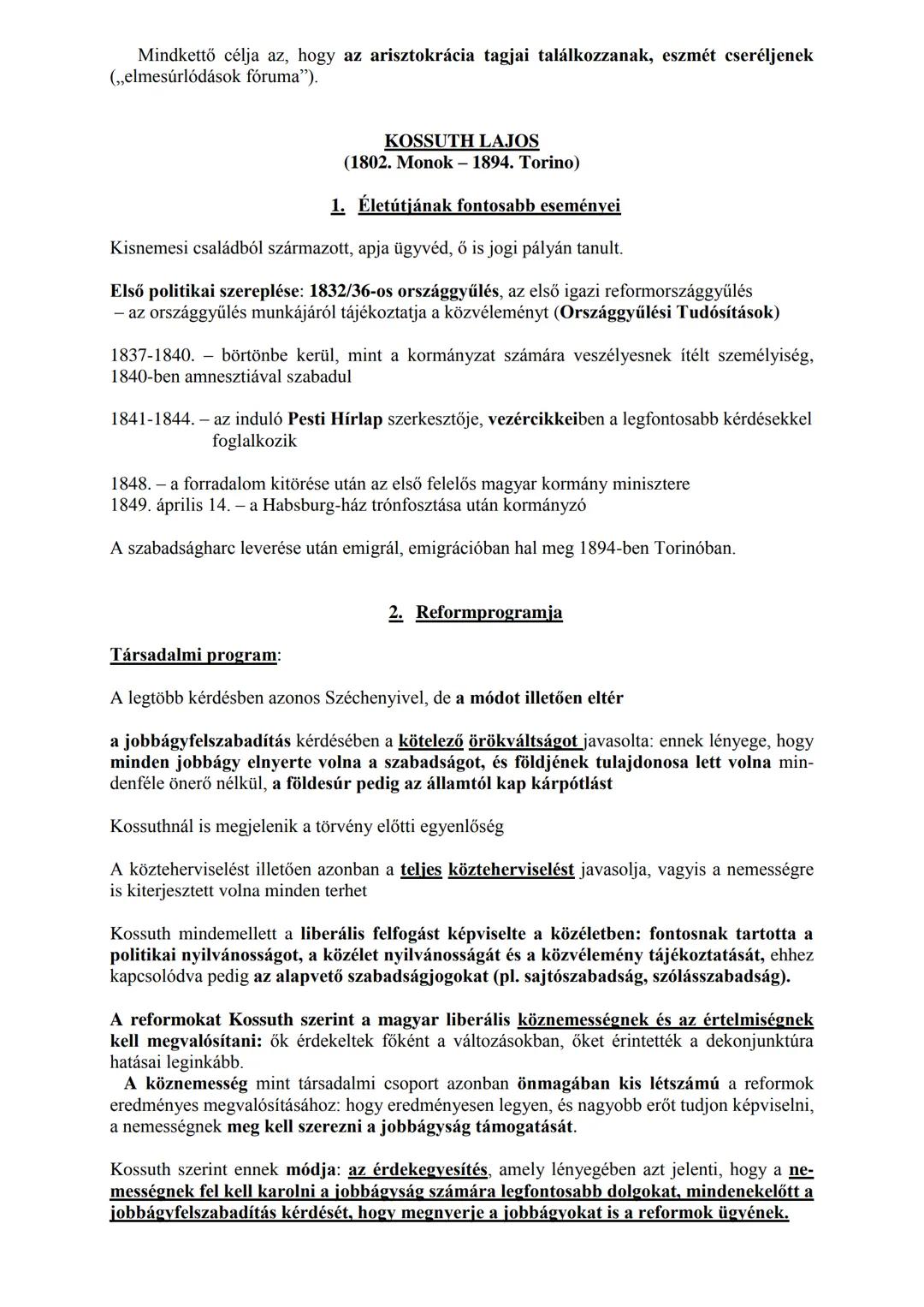 A reformkor, Széchenyi István és Kossuth Lajos
1. A reformkor általános jellemzői
Időszaka: Magyarországon az 1830-1848. közötti időszak
Cél
