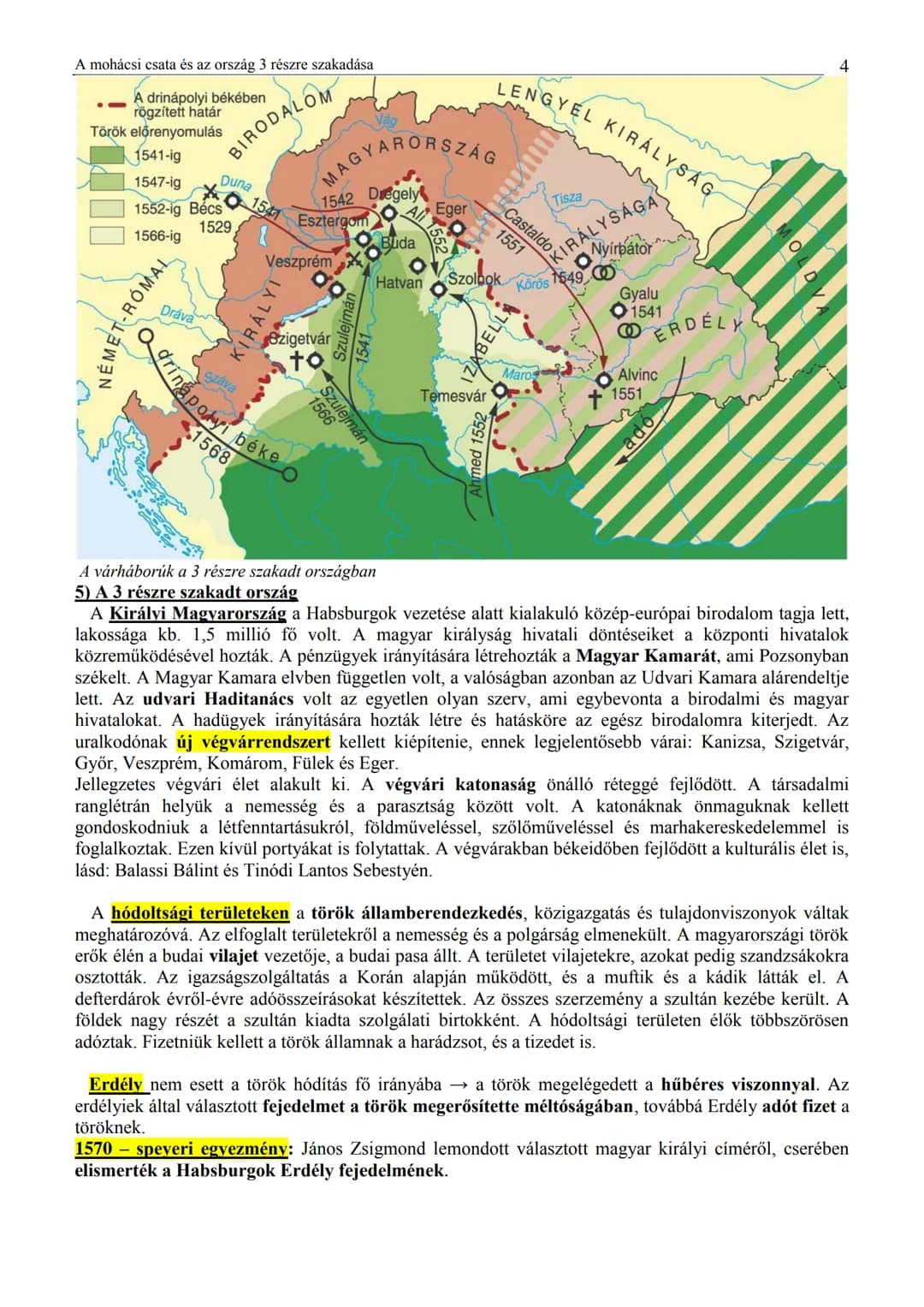 ## A mohácsi csata és az ország 3 részre szakadása
1) Előzmények
## A mohácsi csata és az ország három részre szakadása
A törökkel folytat