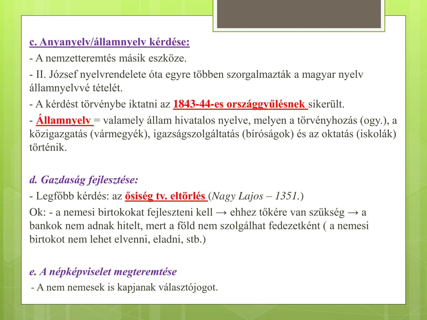 ## Reformkor 1. Fogalma
• A magyar történelem 1825/1830-1848 között tartó időszaka,
mely során a társadalom és államszervezet polgári
átalak