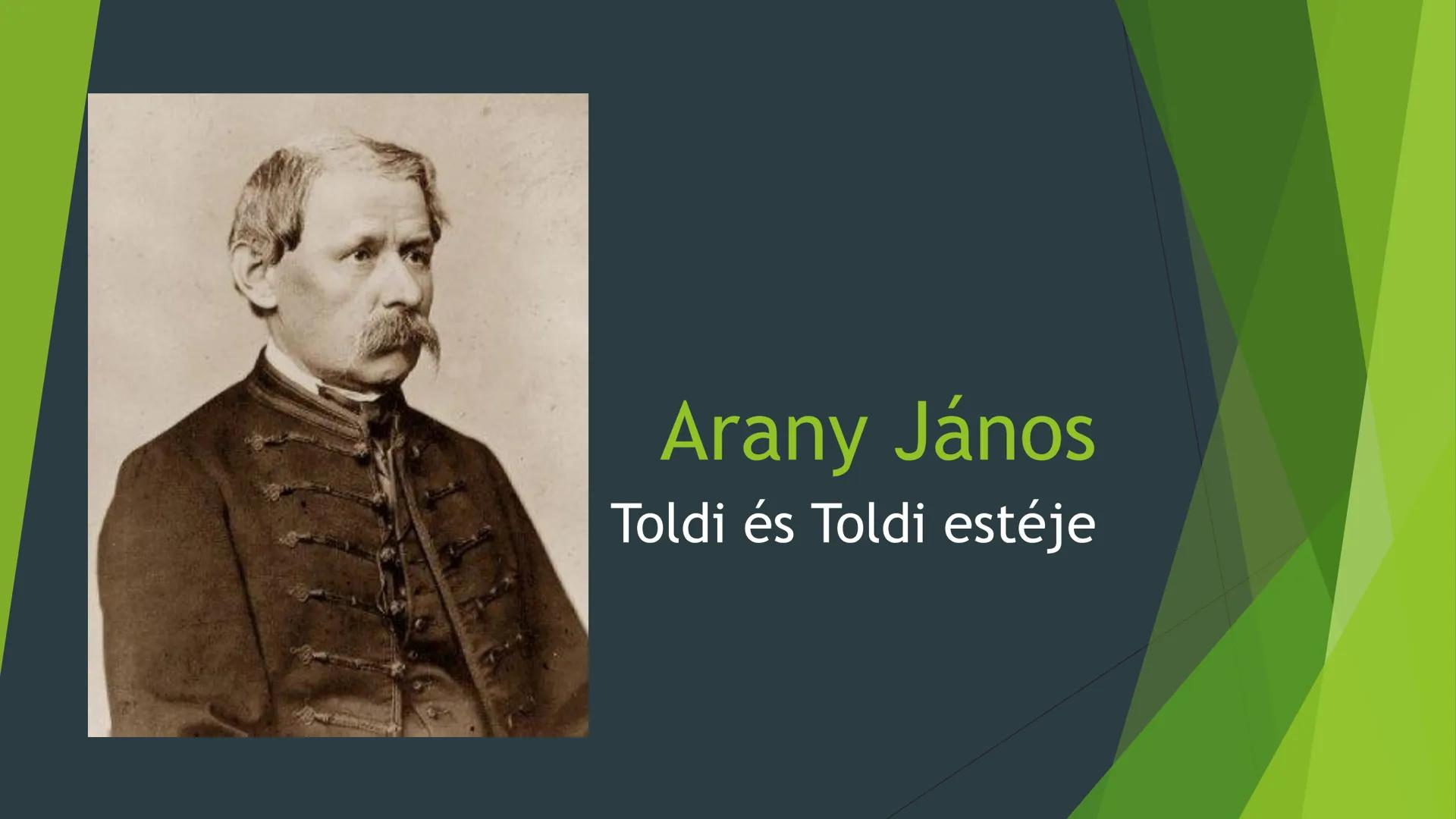 Arany János
Toldi és Toldi estéje ## Arany János
- 1817-ben született Nagyszalontán, a debreceni Református kollégiumban is tanult
- vándor
