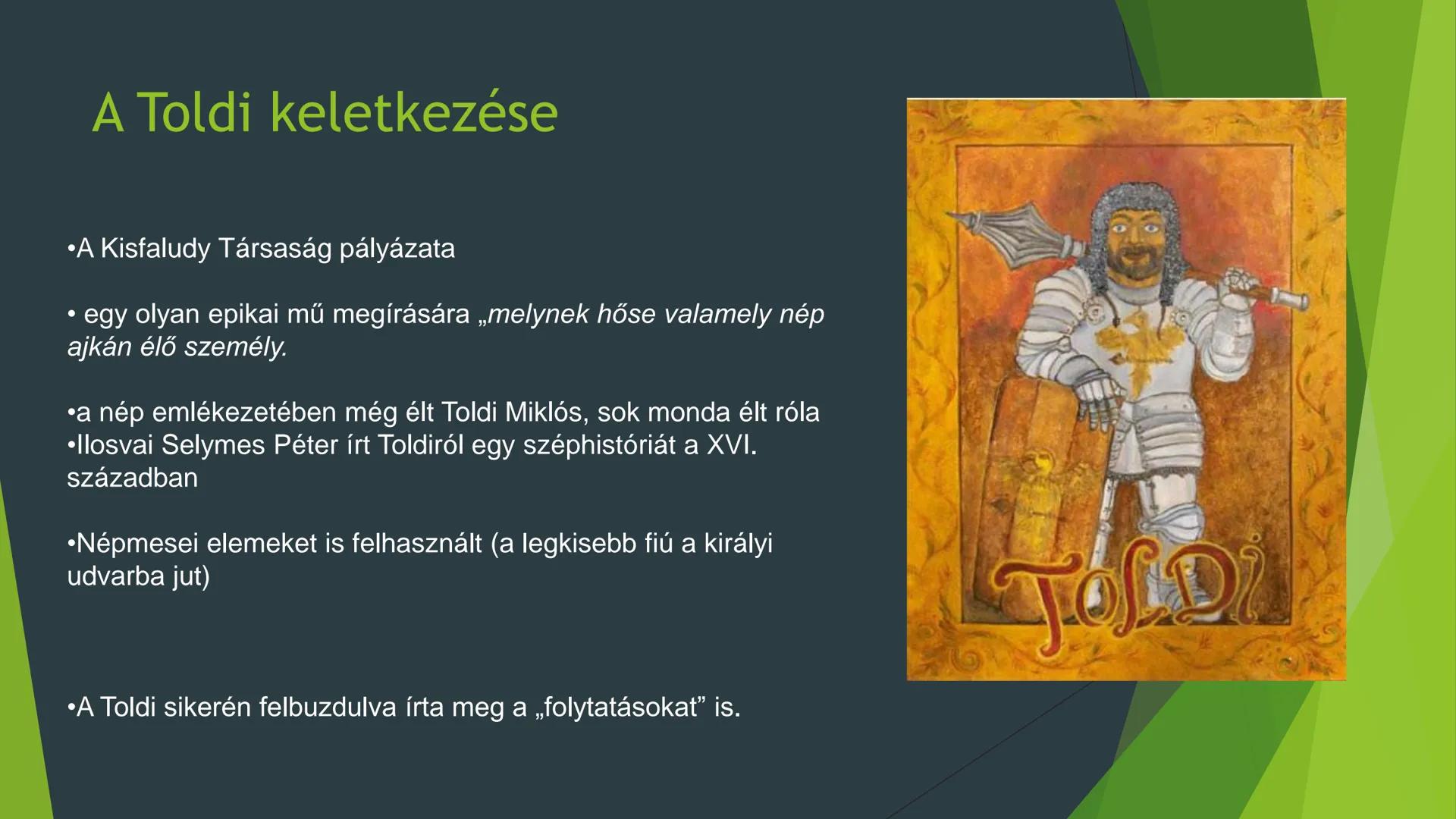 Arany János
Toldi és Toldi estéje ## Arany János
- 1817-ben született Nagyszalontán, a debreceni Református kollégiumban is tanult
- vándor