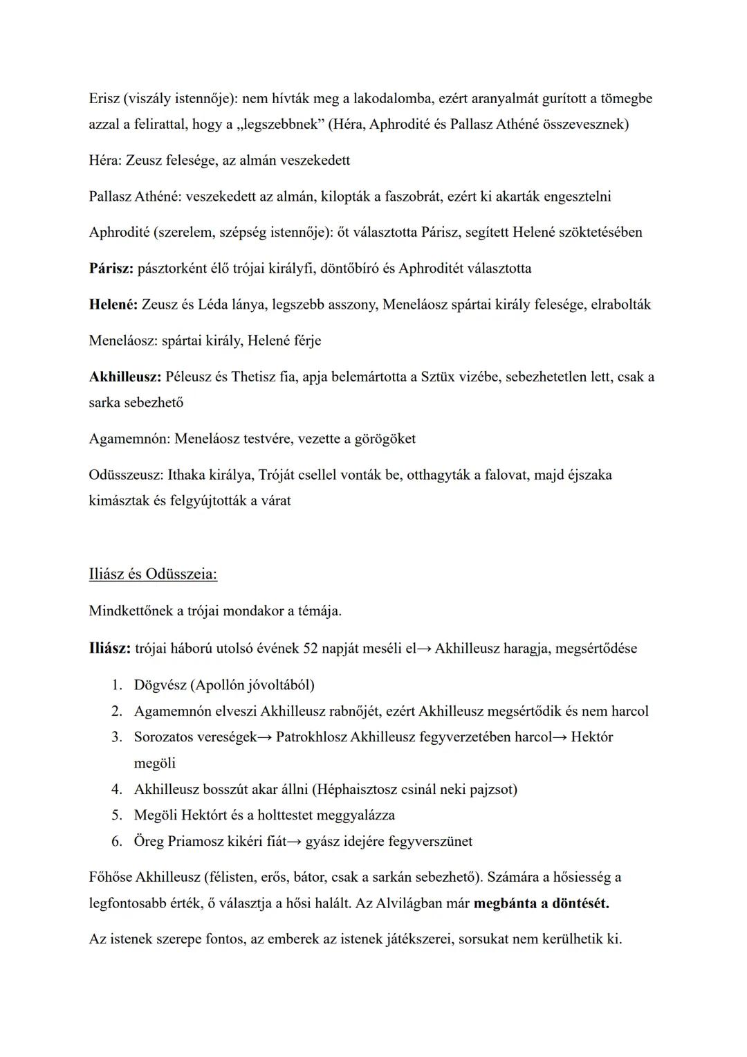 ## Homéroszi eposzok
### Eposz műfaji jellemzői:
* Verses formájú, nagyepikai műfaj, hexameterekben íródott, témája magasztos, hősei rendk