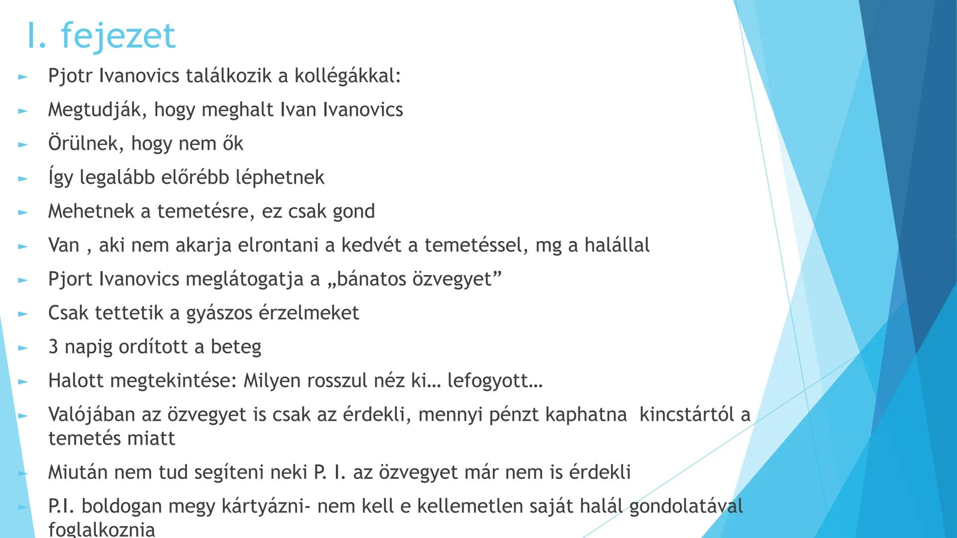 # Ivan Iljics halála
Tolstoj # Jelentősége
- először 1886-ban
- nagy sikerű kisregénye.
- Témája az ember belső küzdelme az
elkerülhetetle