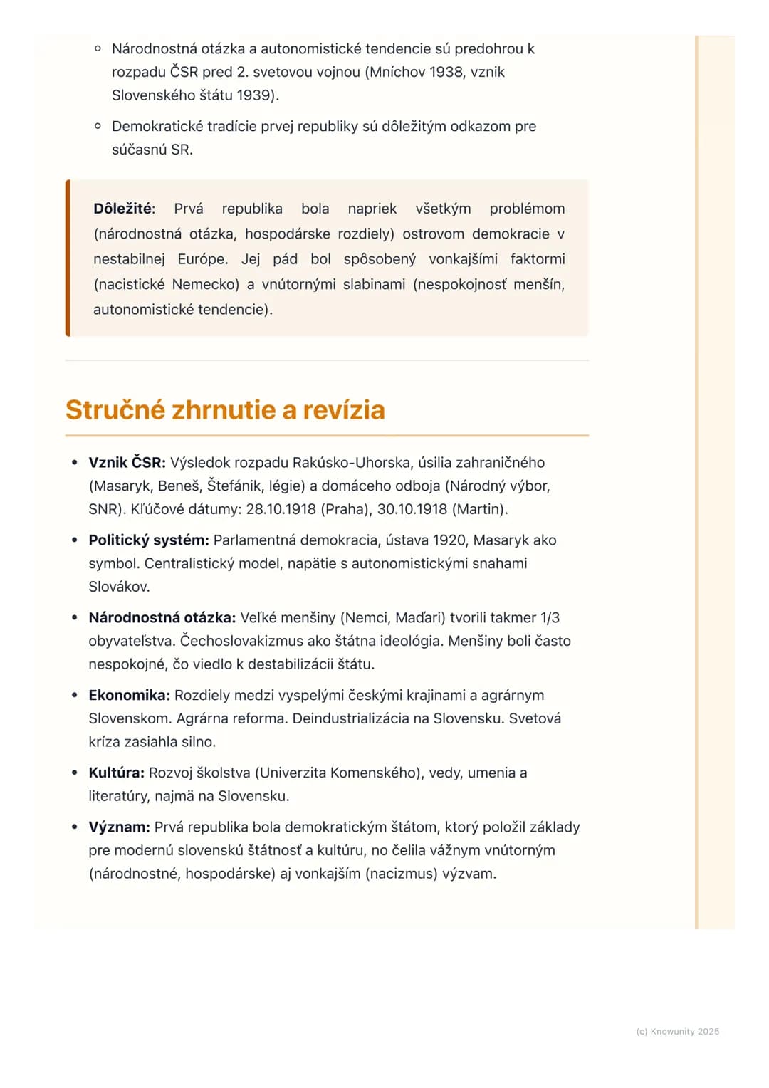 # Vznik Československa a prvá
republika
Prehľad a úvod
Táto téma je kľúčová pre pochopenie moderných dejín Slovenska a celej
strednej Euró
