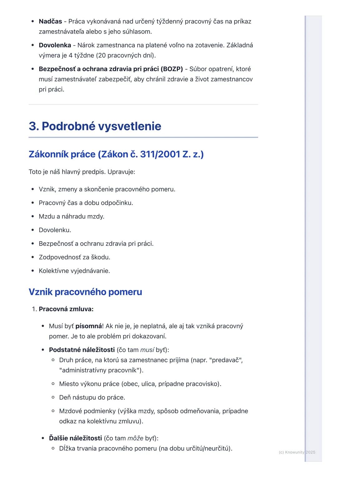 # Pracovné právo
## 1. Prehľad pracovného práva
Pracovné právo je odvetvie práva, ktoré upravuje vzťahy medzi zamestnancami
a zamestnávate