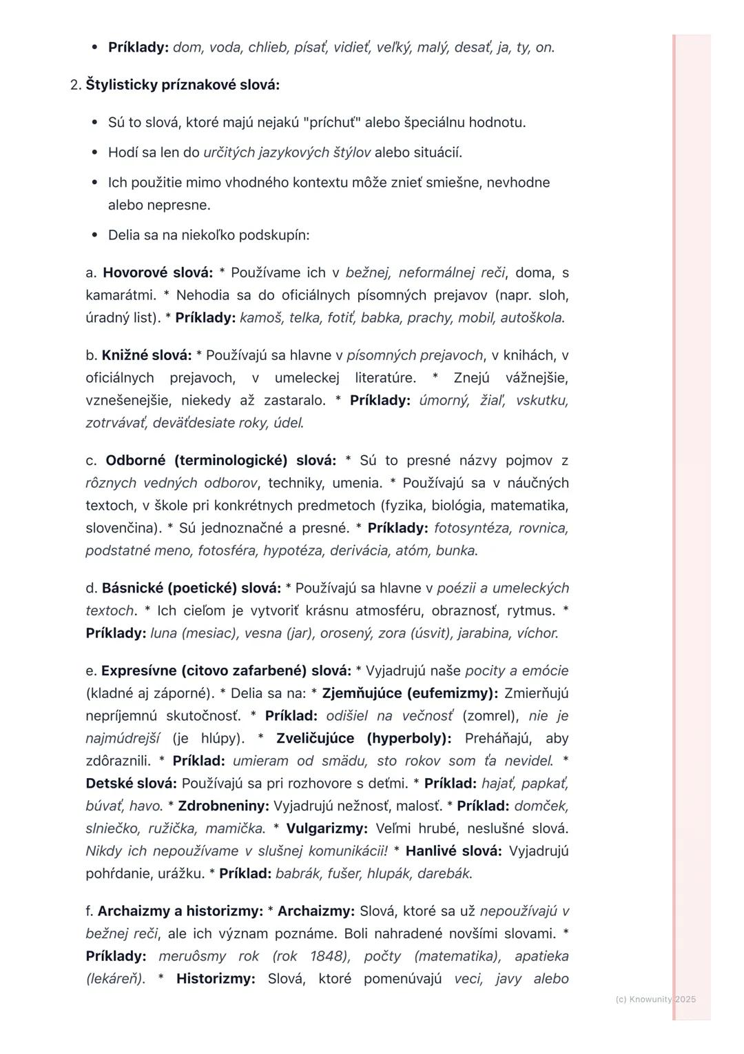 # Štylistické rozvrstvenie
slovnej zásoby
1. Prehľad
Štylistické rozvrstvenie slovnej zásoby je o tom, ako sa slová v našom jazyku
delia p