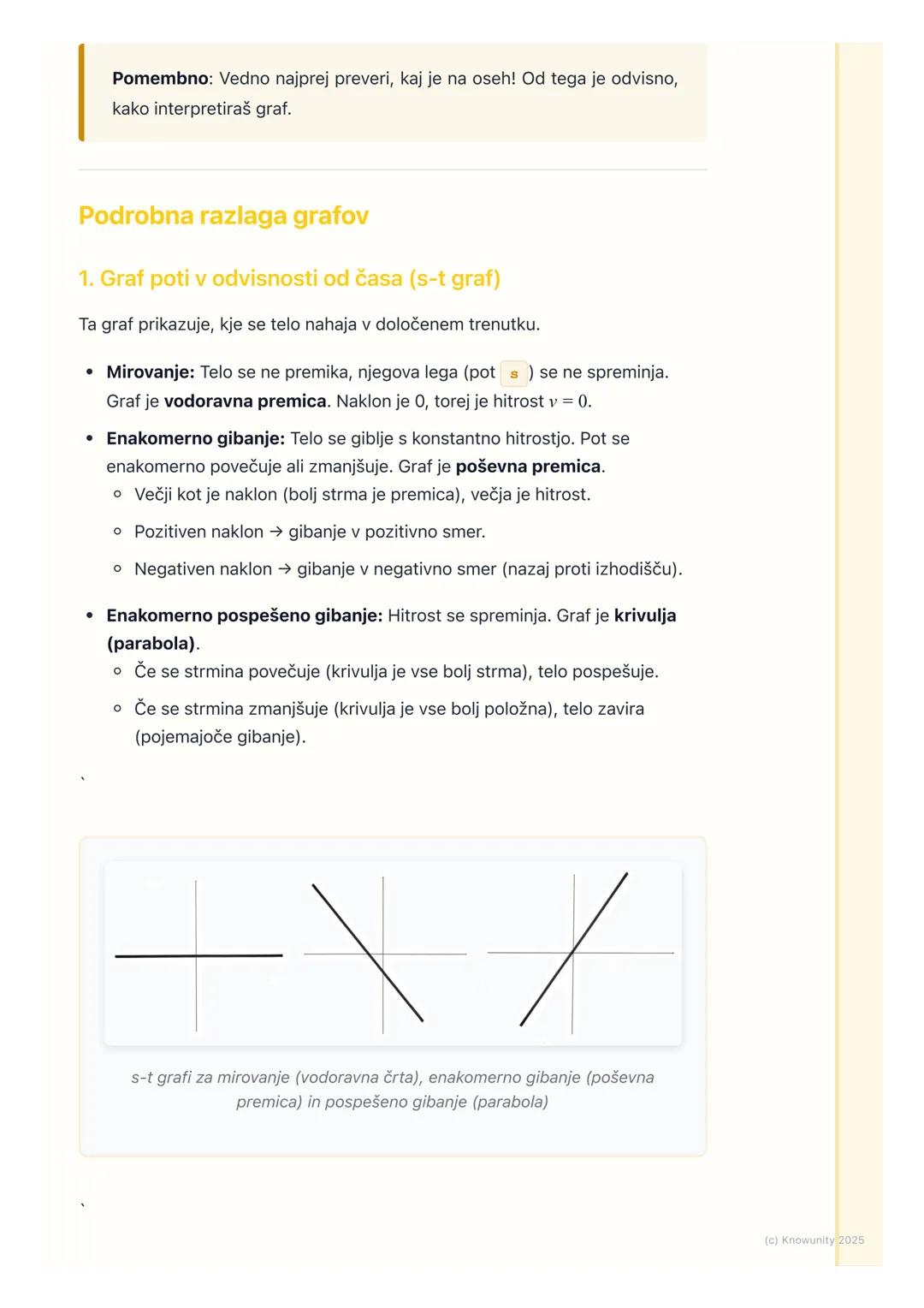 # 2.5. Grafi gibanja
Uvod v grafe gibanja
Grafi so super orodje za prikaz gibanja, ker lahko na hiter in pregleden način
vidimo, kako se j