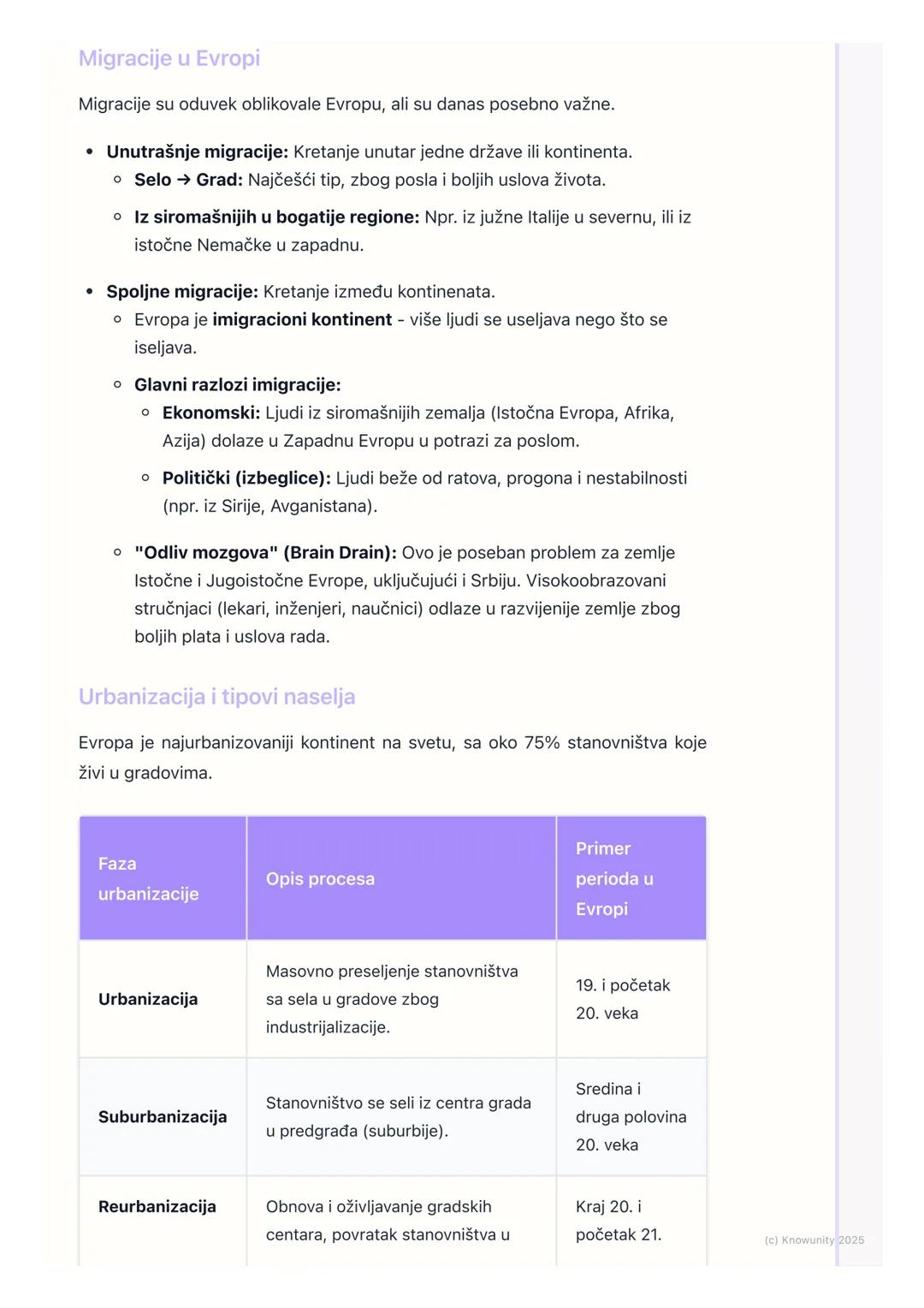 # Stanovništvo i naselja Evrope
Uvodne napomene
Evropa je jedan od najgušće naseljenih kontinenata, sa dugom i složenom
istorijom naseljav