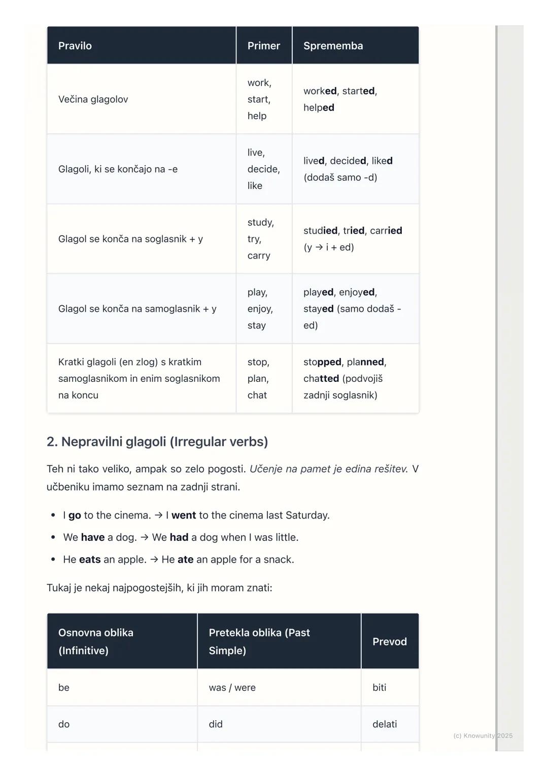 # Pretekli čas (Past Simple)
Pretekli čas: Past Simple
To je čas, ki ga uporabljamo za dejanja, ki so se začela in končala v
preteklosti.