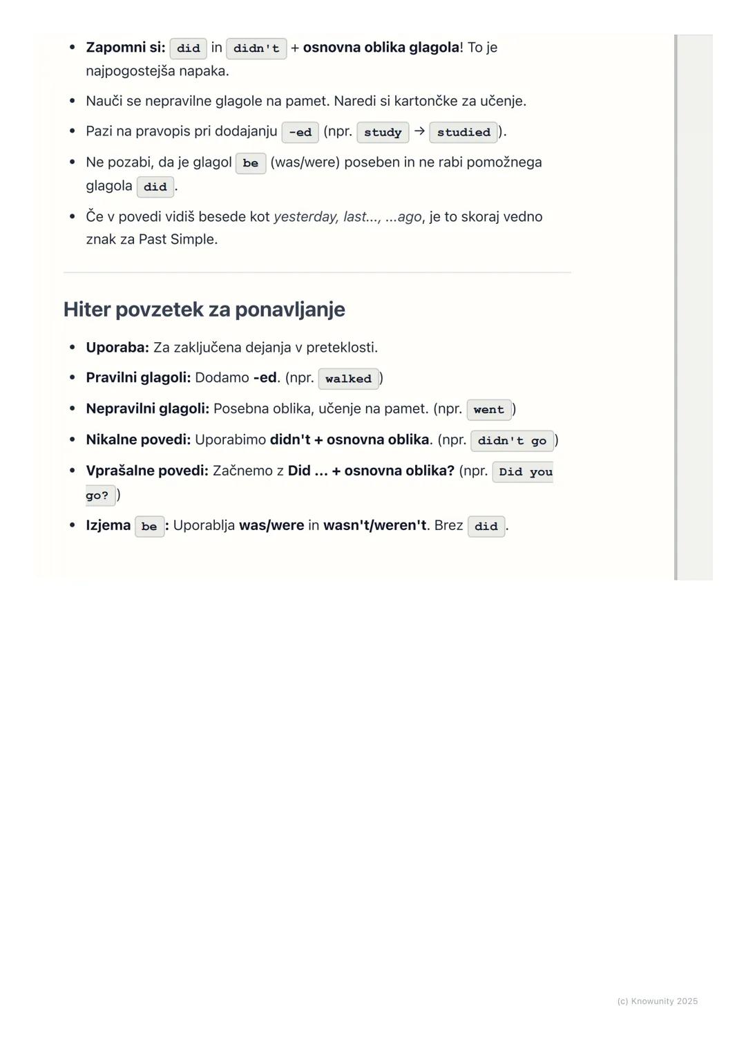 # Pretekli čas (Past Simple)
Pretekli čas: Past Simple
To je čas, ki ga uporabljamo za dejanja, ki so se začela in končala v
preteklosti.