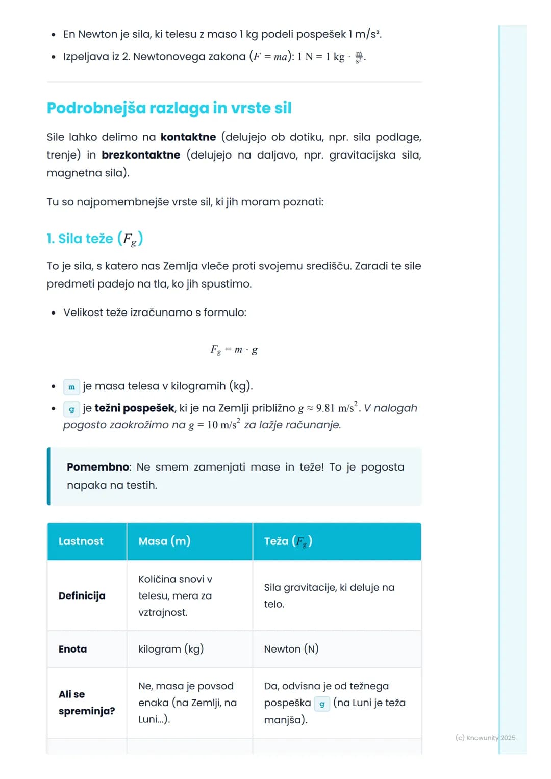 # 3.1. Pojem sile in njene vrste
Uvod v pojem sile
Sila je v fiziki eden od osnovnih pojmov. V vsakdanjem življenju si silo
predstavljamo