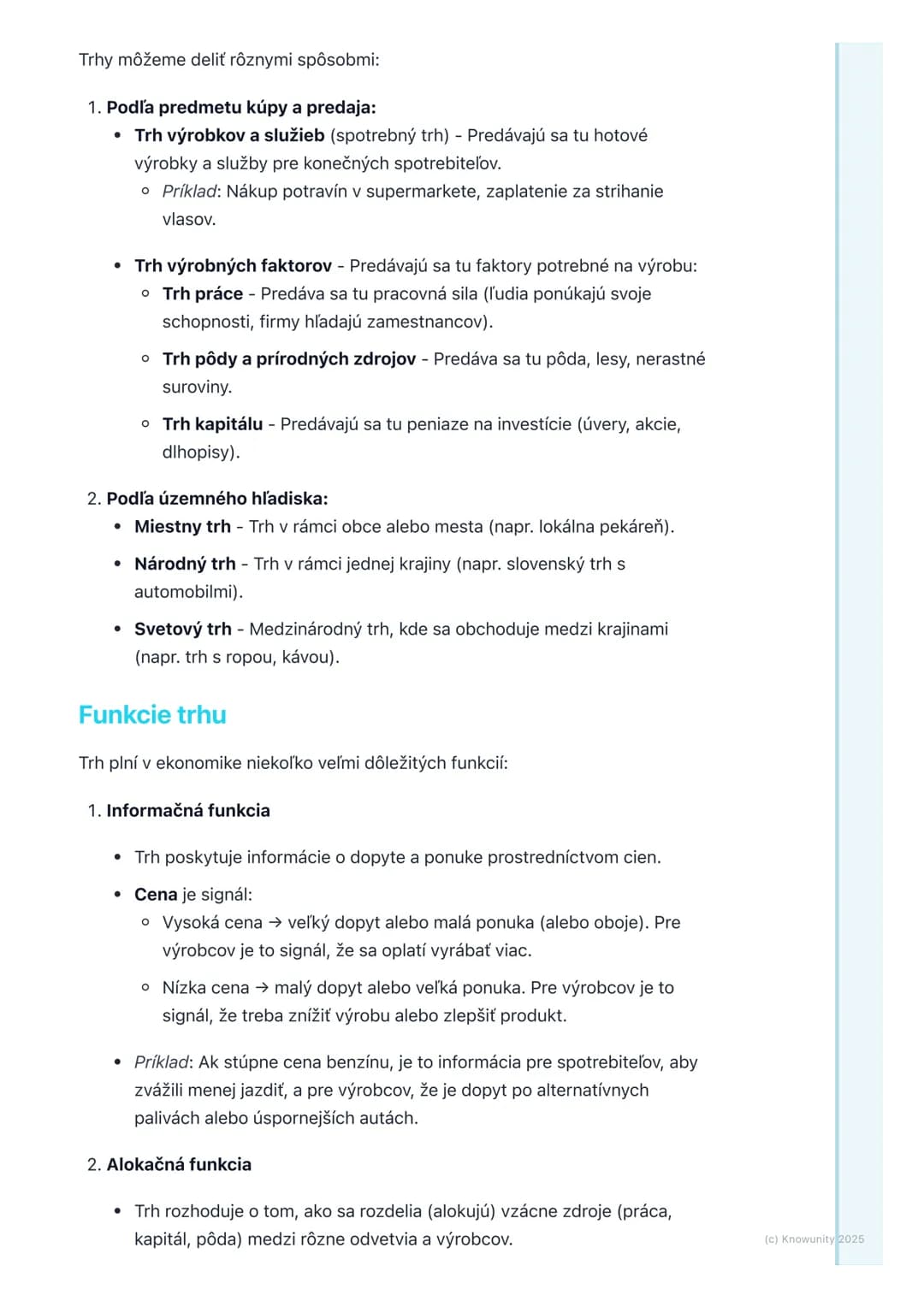 # Pojem trhu a jeho funkcie
1. Prehľad a úvod
V ekonomike je trh úplne základný pojem. Je to miesto, kde sa stretávajú ľudia,
ktorí chcú n