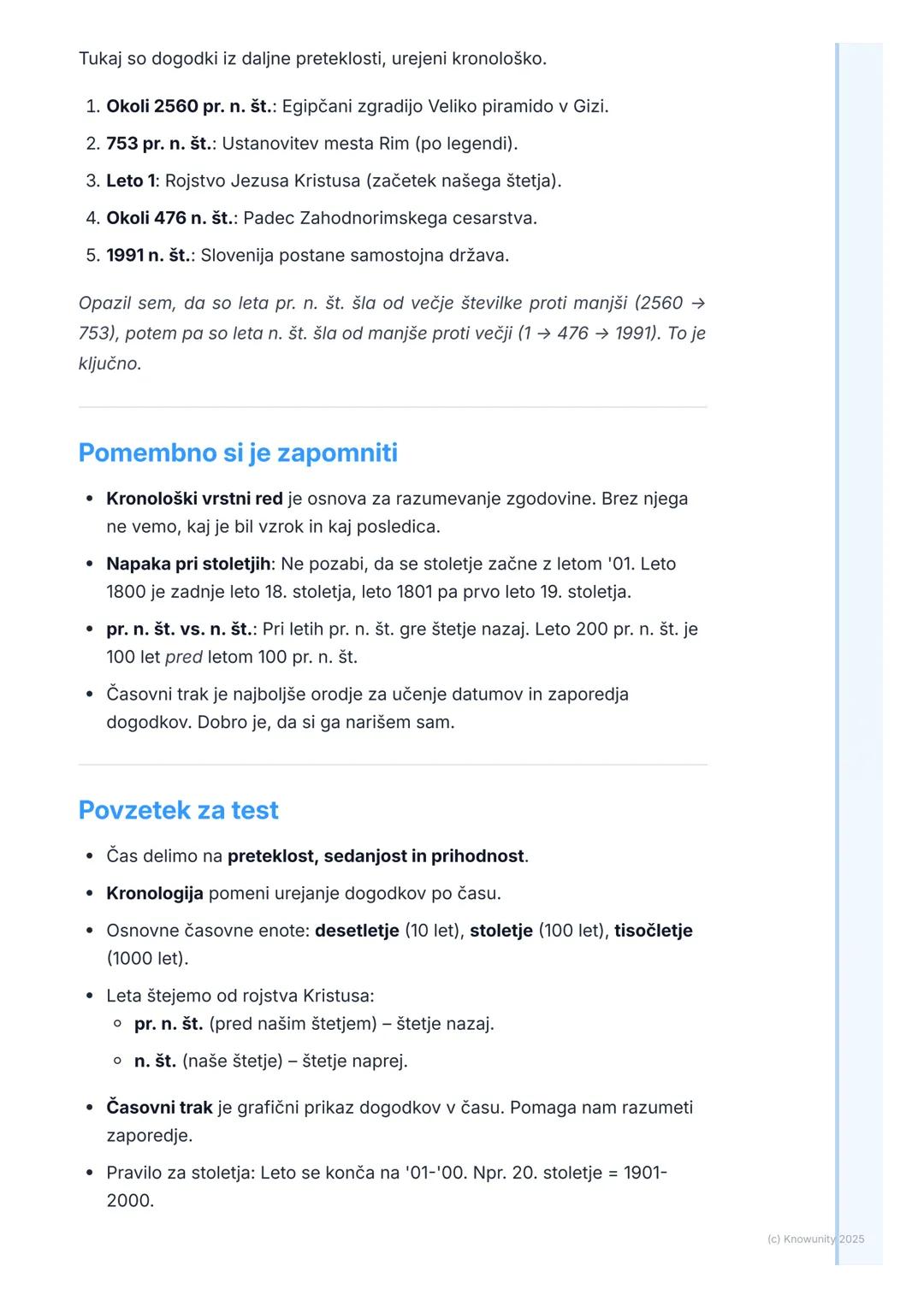 # Čas in zgodovina
## Razumevanje časa v zgodovini
Zgodovina se ukvarja z dogodki, ki so se zgodili v preteklosti. Da bi
razumeli, kaj se