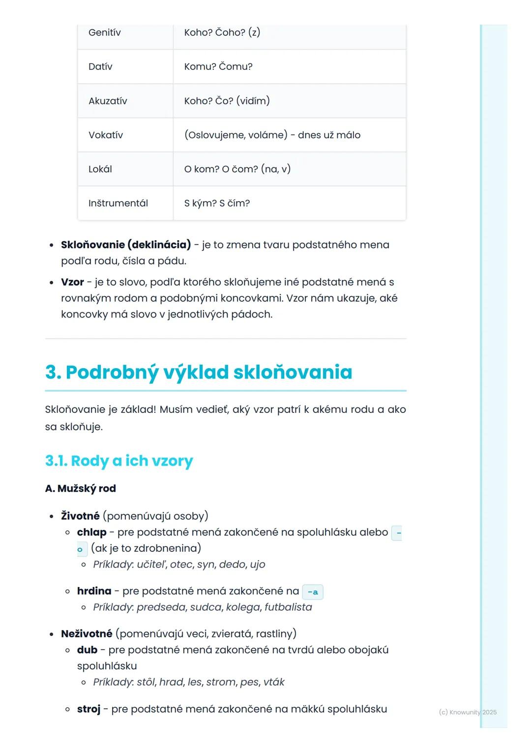 # Podstatné mená
## 1. Prehľad podstatných mien
Podstatné mená sú super dôležité, lebo pomenúvajú všetko okolo nás
ľudí, zvieratá, veci, v