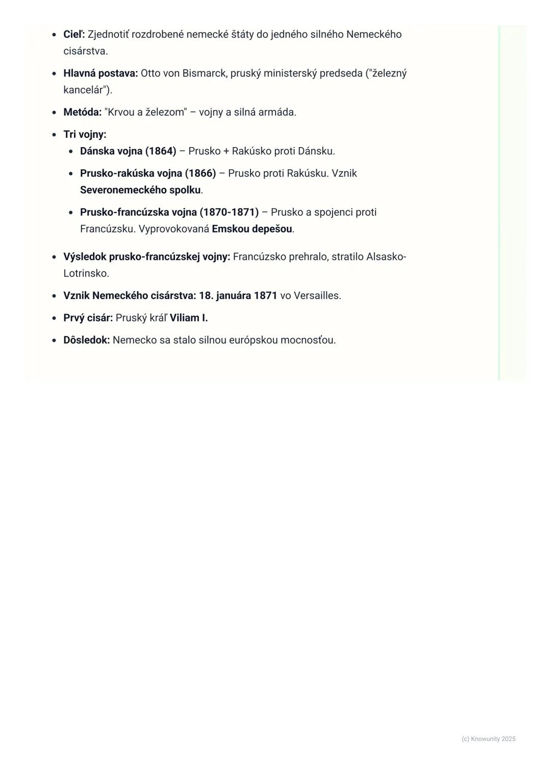 # Zjednotenie Nemecka
1. Prehľad zjednotenia Nemecka
Predtým, ako vzniklo Nemecko, ako ho poznáme dnes, existovalo veľa malých
nemeckých š