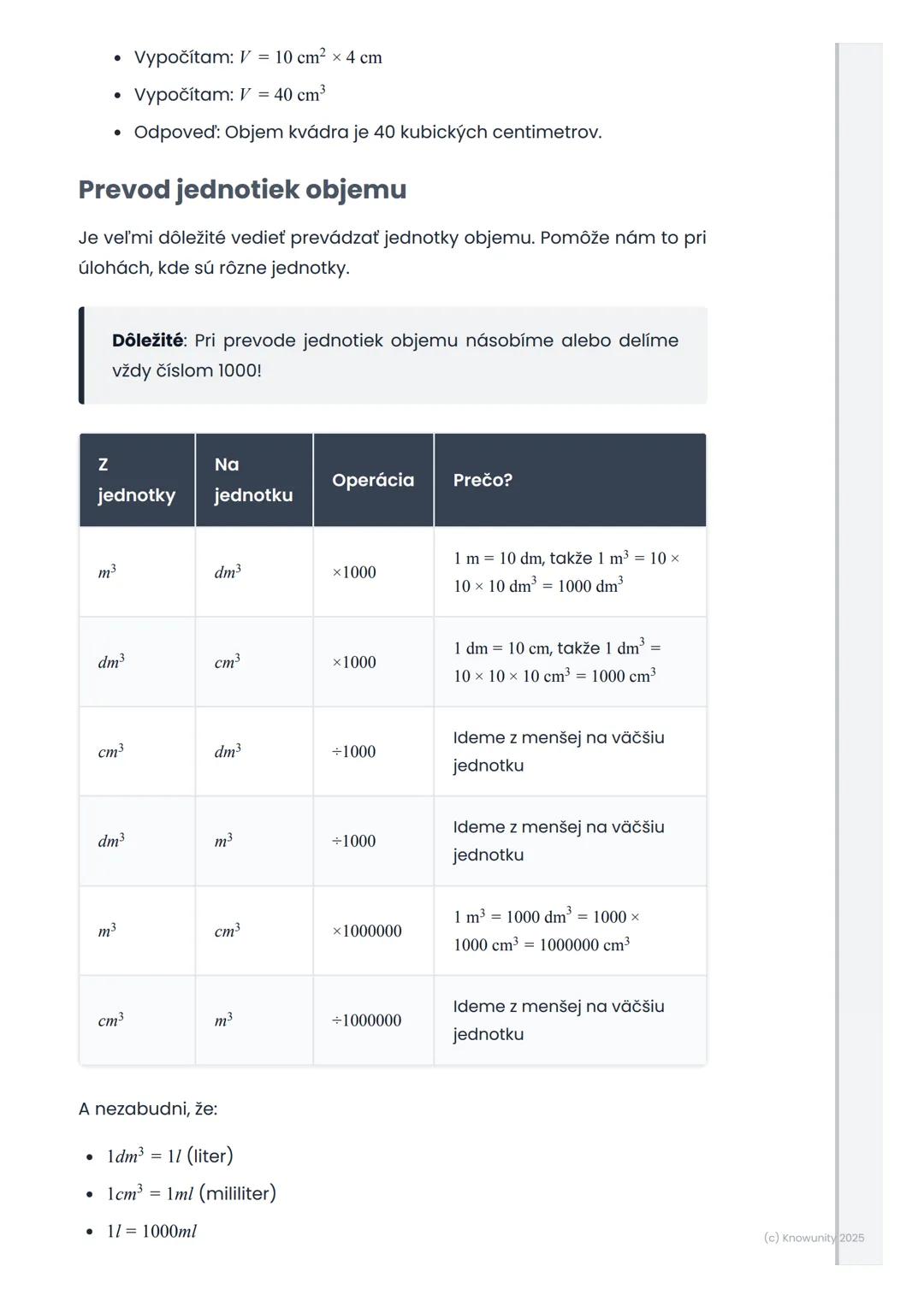 # Objem kocky a kvádra
1. Prehľad objemu kocky a kvádra
Ahoj! Dnes si zopakujeme, ako vypočítať objem kocky a kvádra. Je to
dôležité, lebo