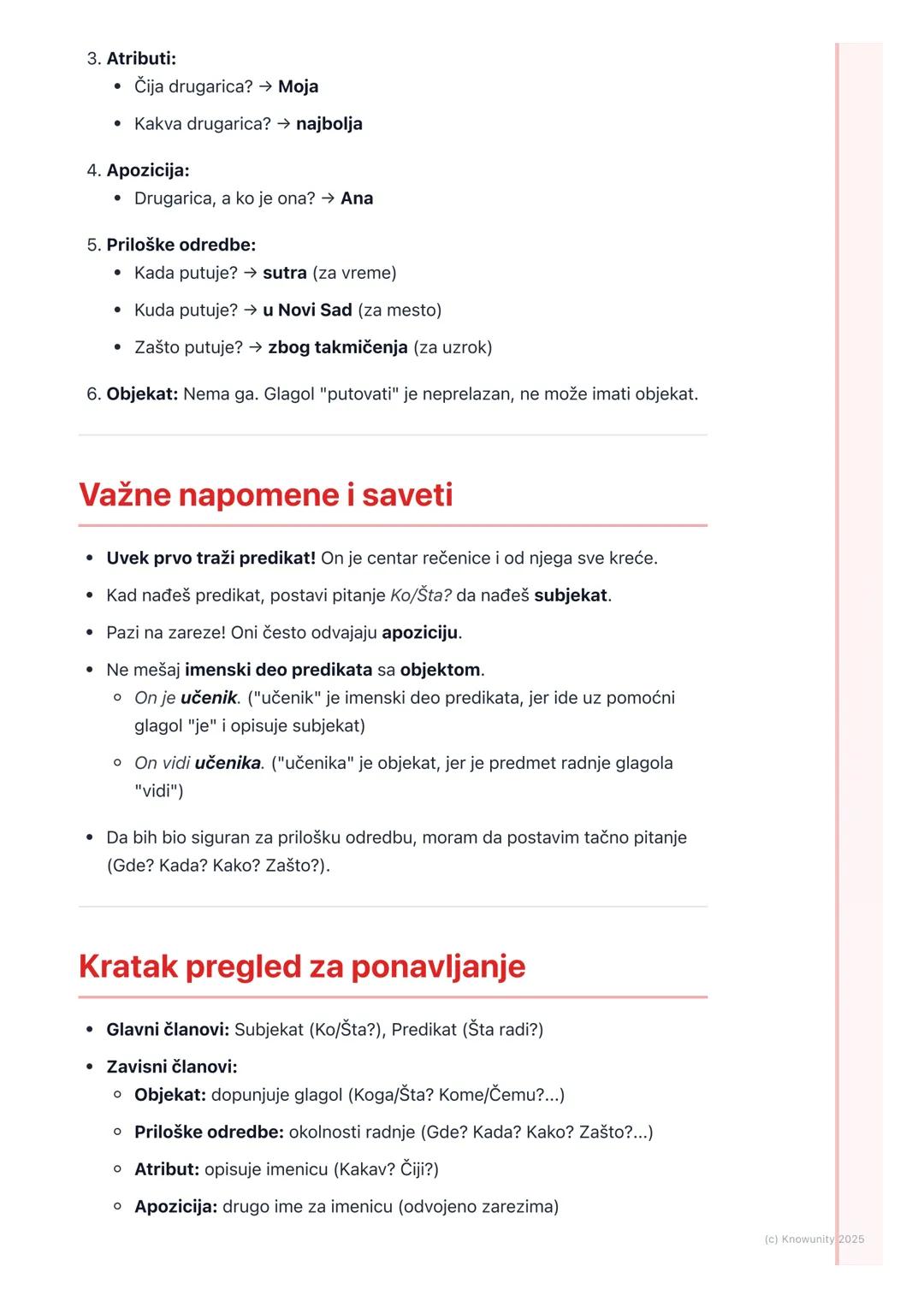 # Rečenični članovi
## Uvod u rečenične članove
Rečenični članovi su reči (ili grupe reči) koje u rečenici imaju neku službu, tj.
neku fun