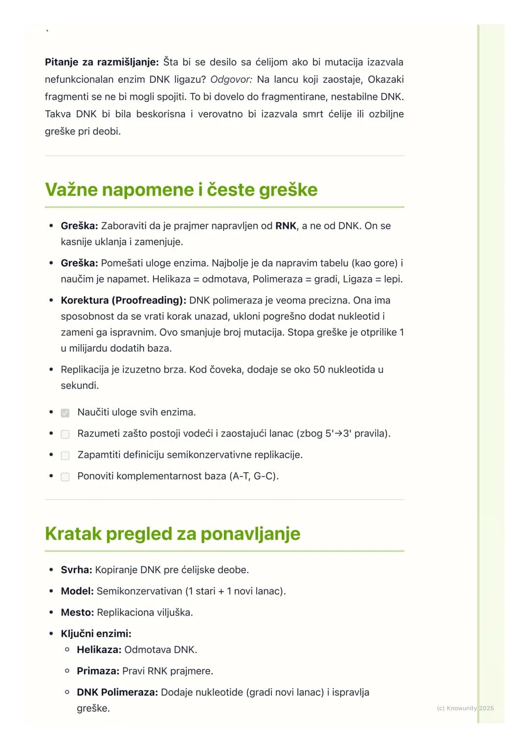 # Replikacija DNK
Uvod u replikaciju DNK
Replikacija je proces udvajanja (kopiranja) molekula DNK. Ovo je jedan od
najvažnijih procesa u ć