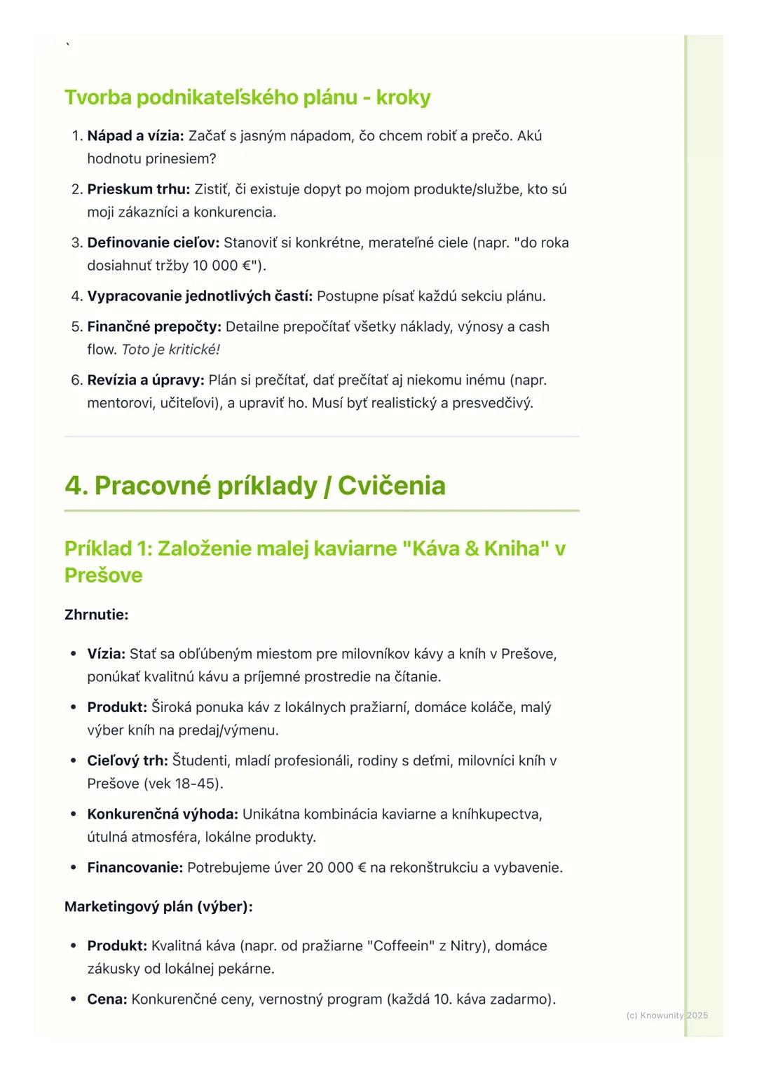 # Podnikateľský plán a jeho
tvorba
1. Prehľad / Úvod
Podnikateľský plán je pre mňa ako mapa pre cestu ak chcem niekam prísť,
potrebujem ve