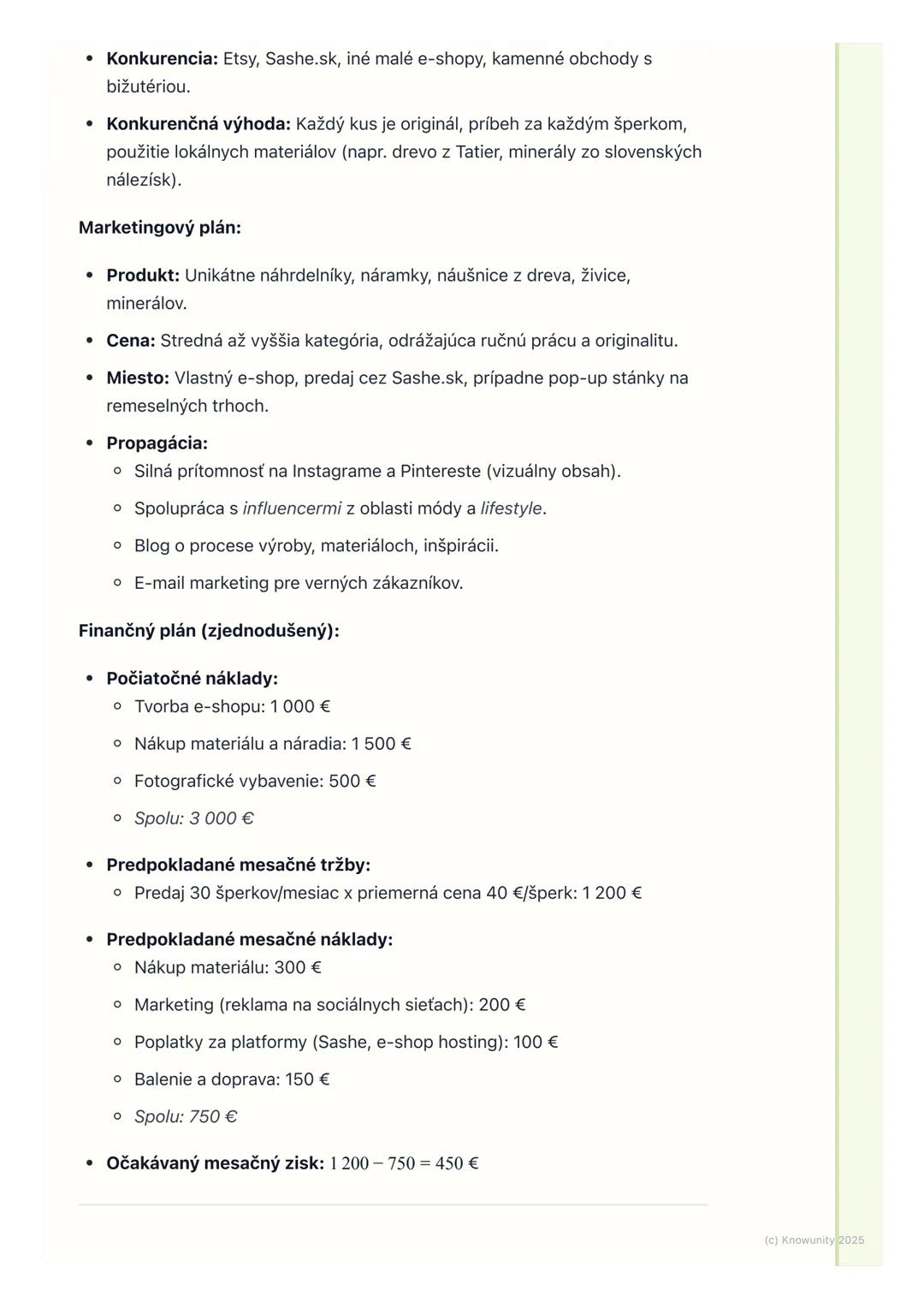 # Podnikateľský plán a jeho
tvorba
1. Prehľad / Úvod
Podnikateľský plán je pre mňa ako mapa pre cestu ak chcem niekam prísť,
potrebujem ve