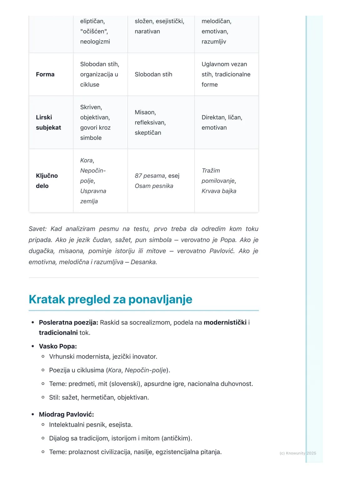 # Posleratna poezija (Vasko
Popa, Miodrag Pavlović,
Desanka Maksimović)
Opšti uvod u posleratnu poeziju
Posle Drugog svetskog rata, srpska