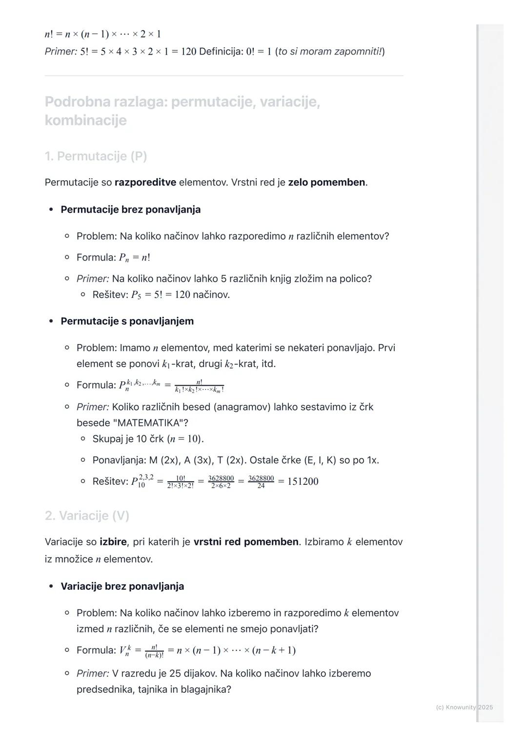 # Kombinatorika
Osnovni princip kombinatorike
Kombinatorika je v bistvu umetnost štetja. Ukvarja se z vprašanjem, na koliko
načinov lahko