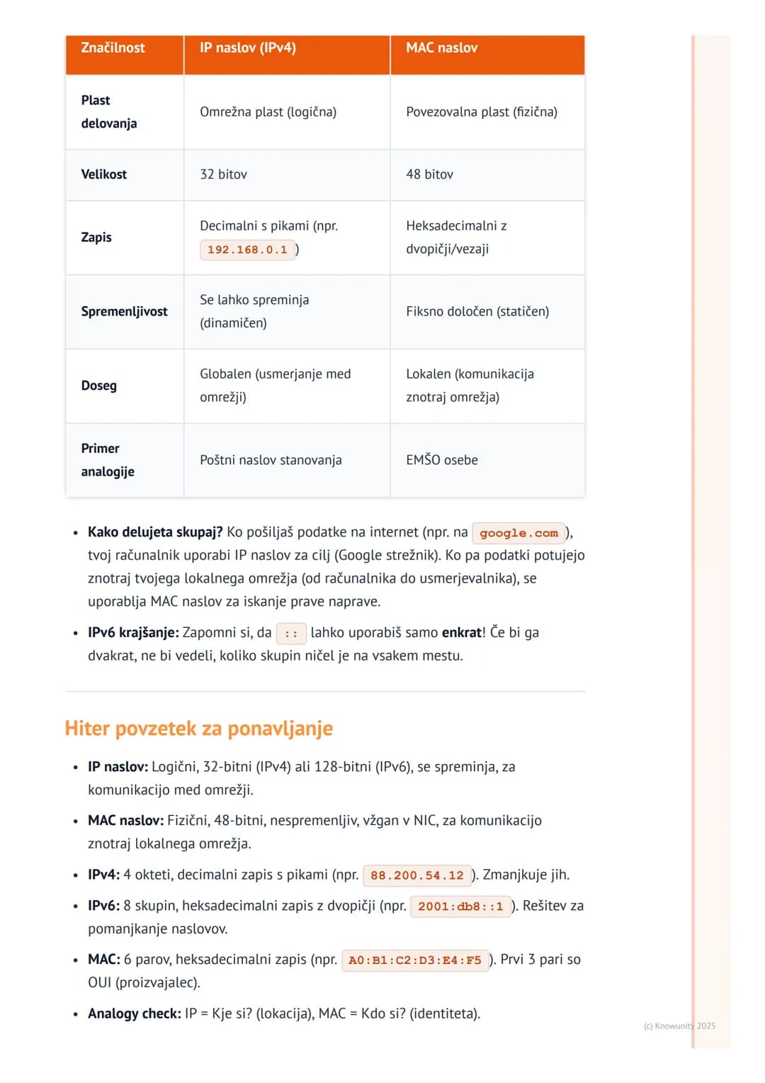 # Naslavljanje v omrežjih
Uvod v naslavljanje
Vsaka naprava, ki je povezana v računalniško omrežje (npr. računalnik, telefon,
tiskalnik),