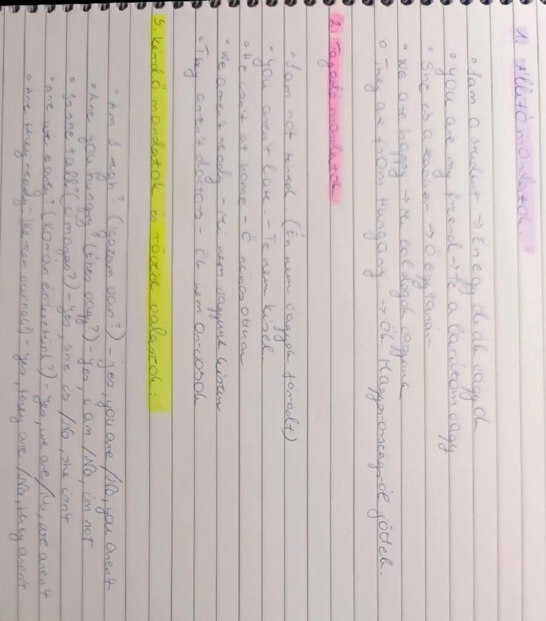 # TO BE (Cenni) age ragozama
-Egyes szám: lam (Én vagyo
- you one (Te vagy)
- He/She list is (Cyan)
- TOGGes occam-We ane (Hi va gyana)
-y